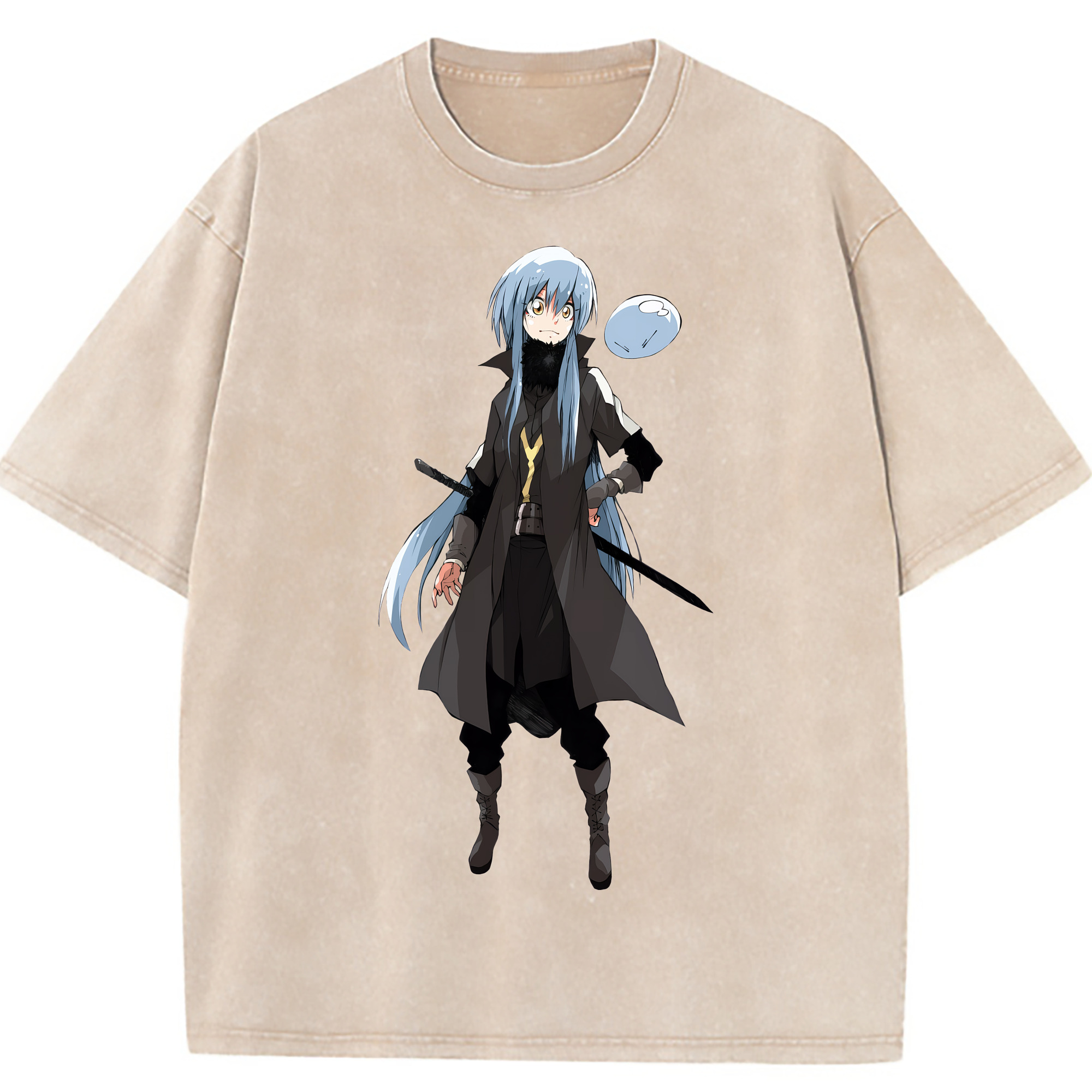 （画像用） 転スラ Regarding Reincarnated to Slime 綿100% ヴィンテージ風 半袖Tシャツ（フロントプリント）