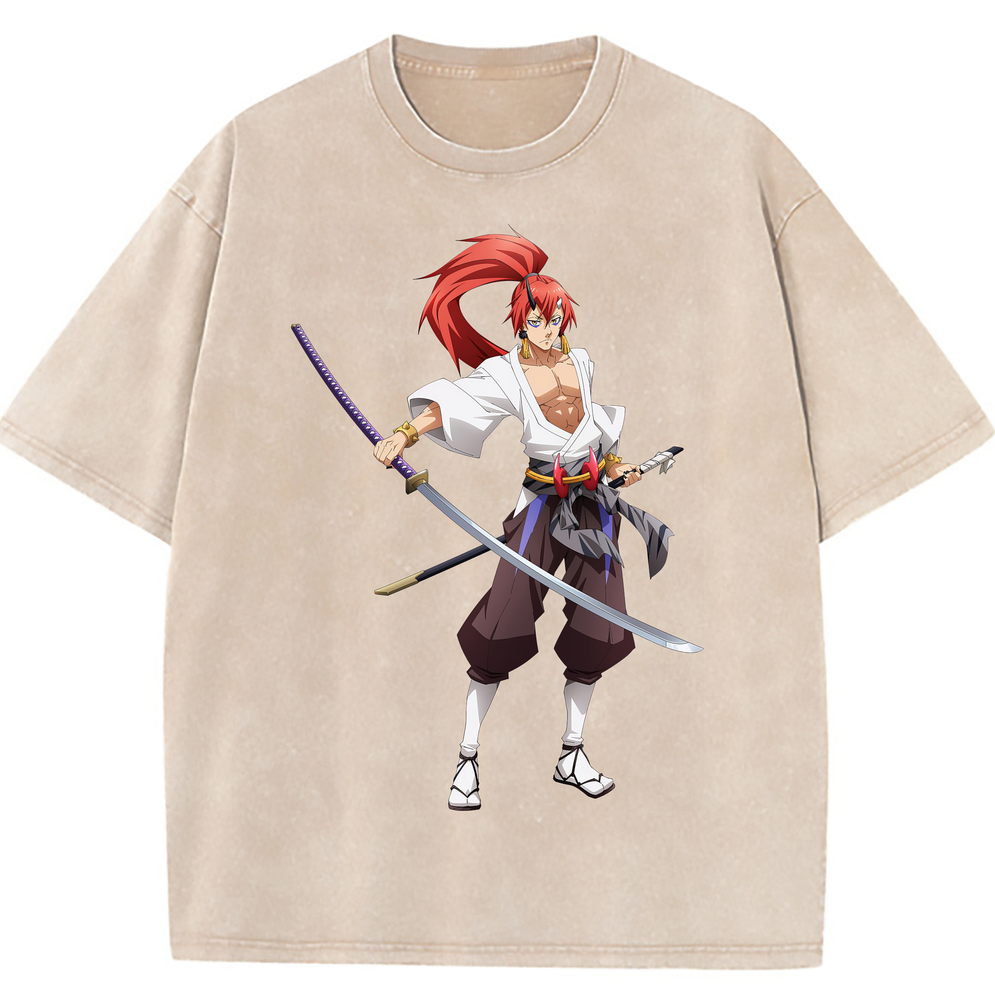 （画像用） 転スラ Regarding Reincarnated to Slime 綿100% ヴィンテージ風 半袖Tシャツ（フロントプリント）
