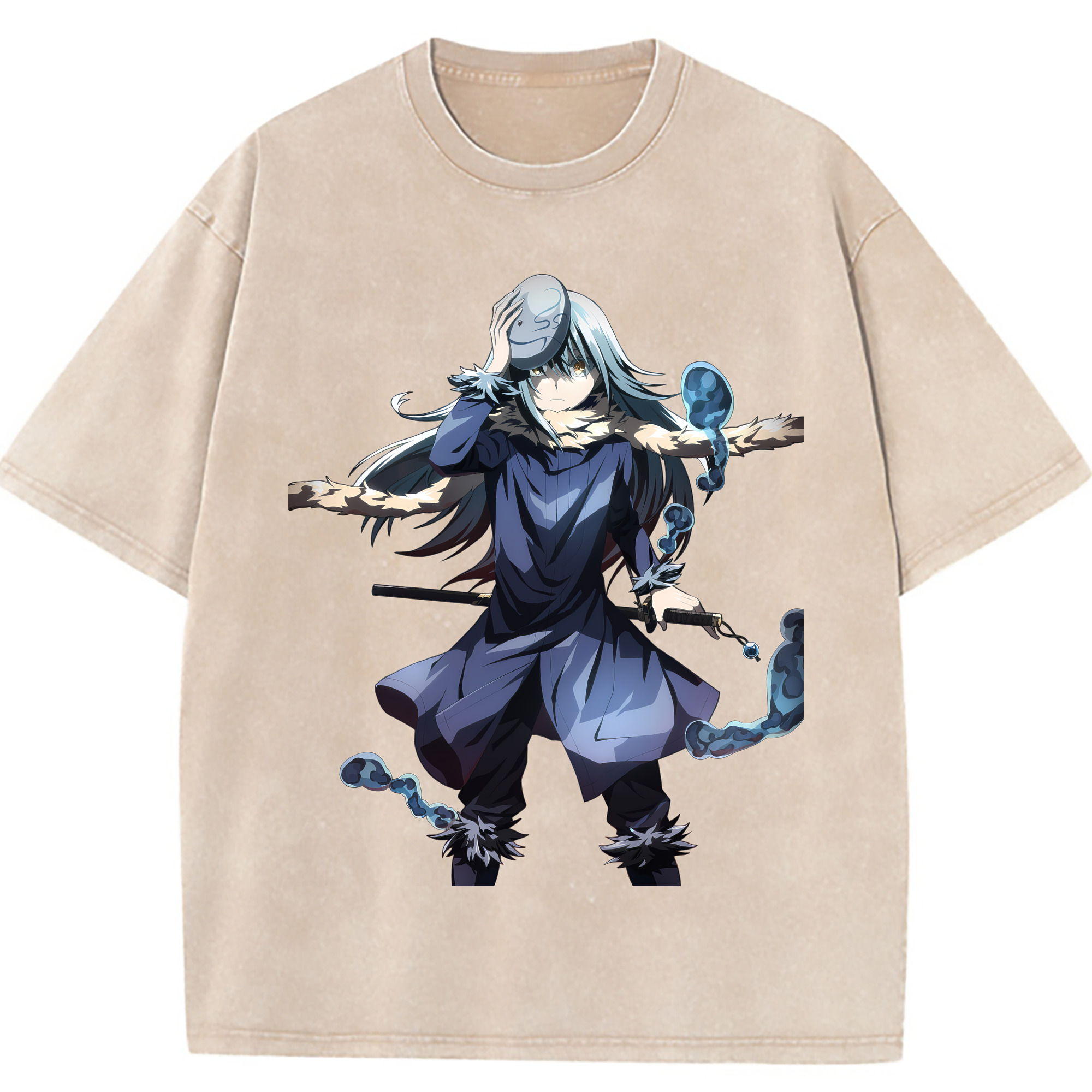 （画像用） 転スラ Regarding Reincarnated to Slime 綿100% ヴィンテージ風 半袖Tシャツ（フロントプリント）