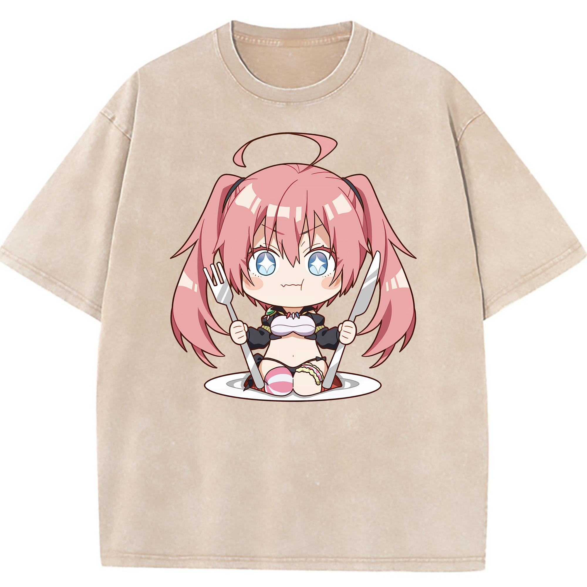 （画像用） 転スラ Regarding Reincarnated to Slime 綿100% ヴィンテージ風 半袖Tシャツ（フロントプリント）