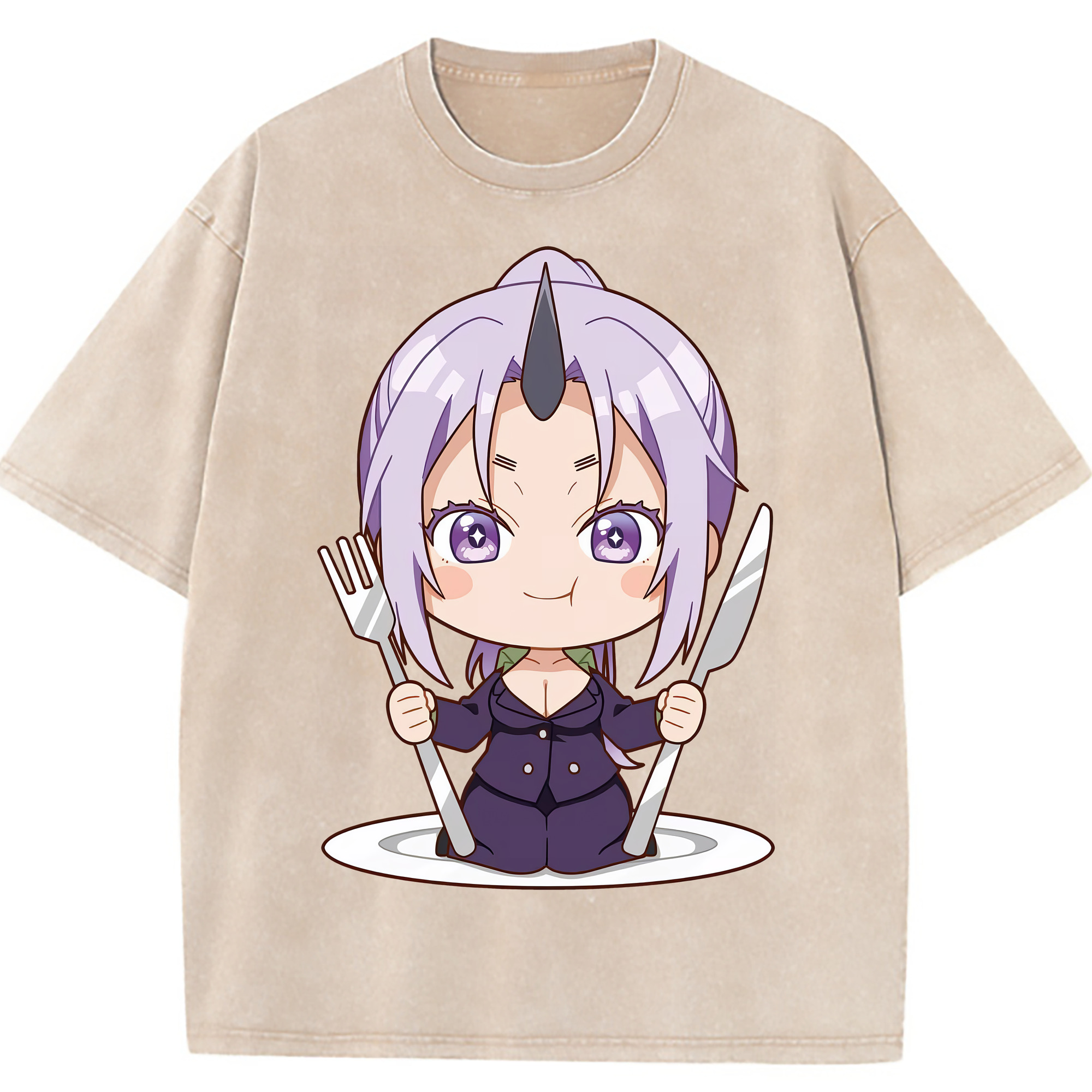 （画像用） 転スラ Regarding Reincarnated to Slime 綿100% ヴィンテージ風 半袖Tシャツ（フロントプリント）