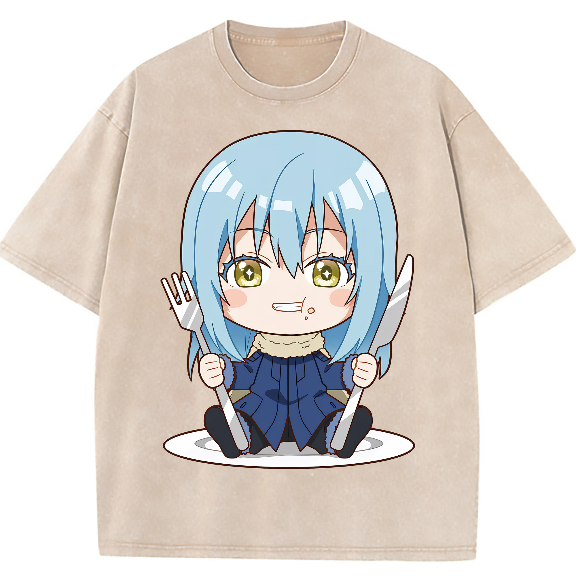 （画像用） 転スラ Regarding Reincarnated to Slime 綿100% ヴィンテージ風 半袖Tシャツ（フロントプリント）