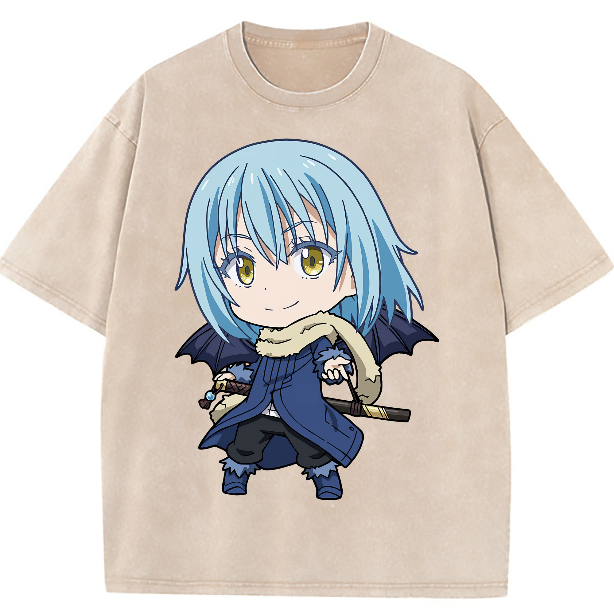（画像用） 転スラ Regarding Reincarnated to Slime 綿100% ヴィンテージ風 半袖Tシャツ（フロントプリント）
