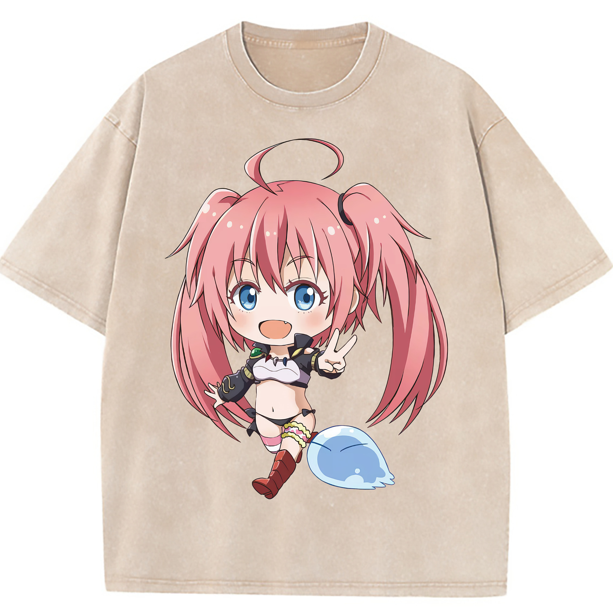 （画像用） 転スラ Regarding Reincarnated to Slime 綿100% ヴィンテージ風 半袖Tシャツ（フロントプリント）