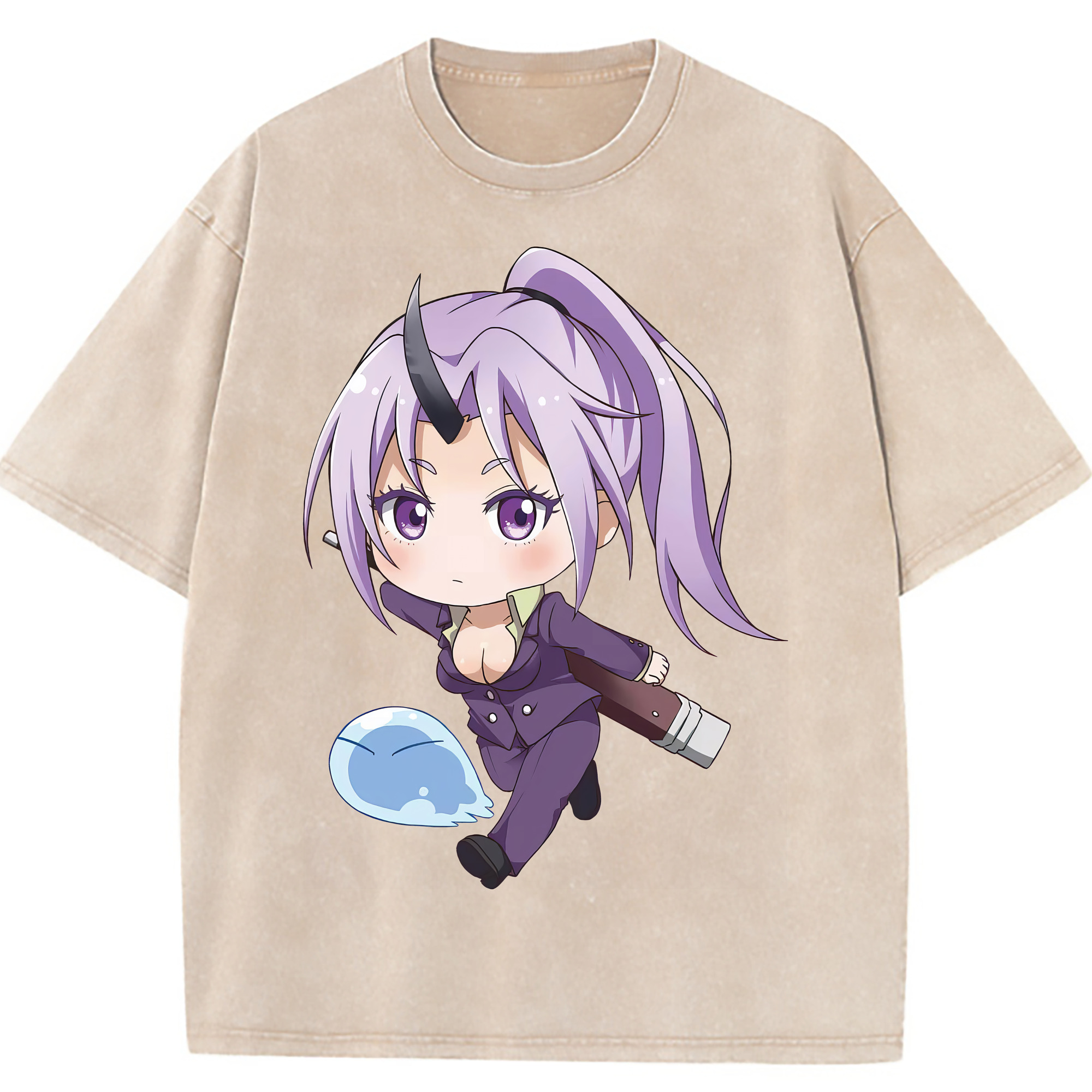 （画像用） 転スラ Regarding Reincarnated to Slime 綿100% ヴィンテージ風 半袖Tシャツ（フロントプリント）