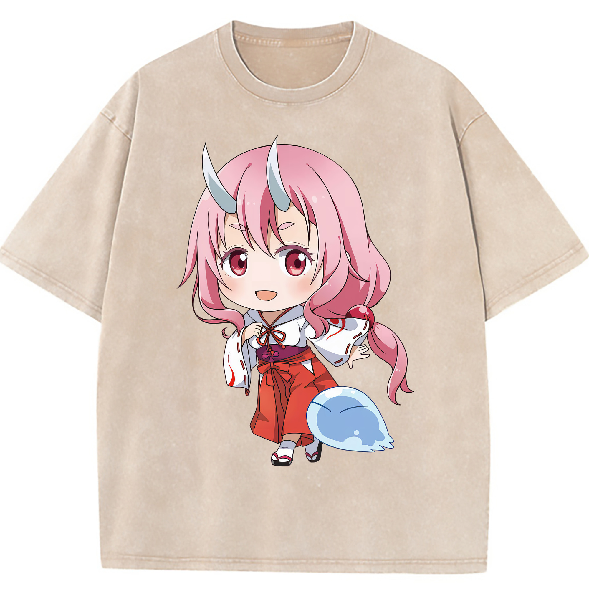 （画像用） 転スラ Regarding Reincarnated to Slime 綿100% ヴィンテージ風 半袖Tシャツ（フロントプリント）