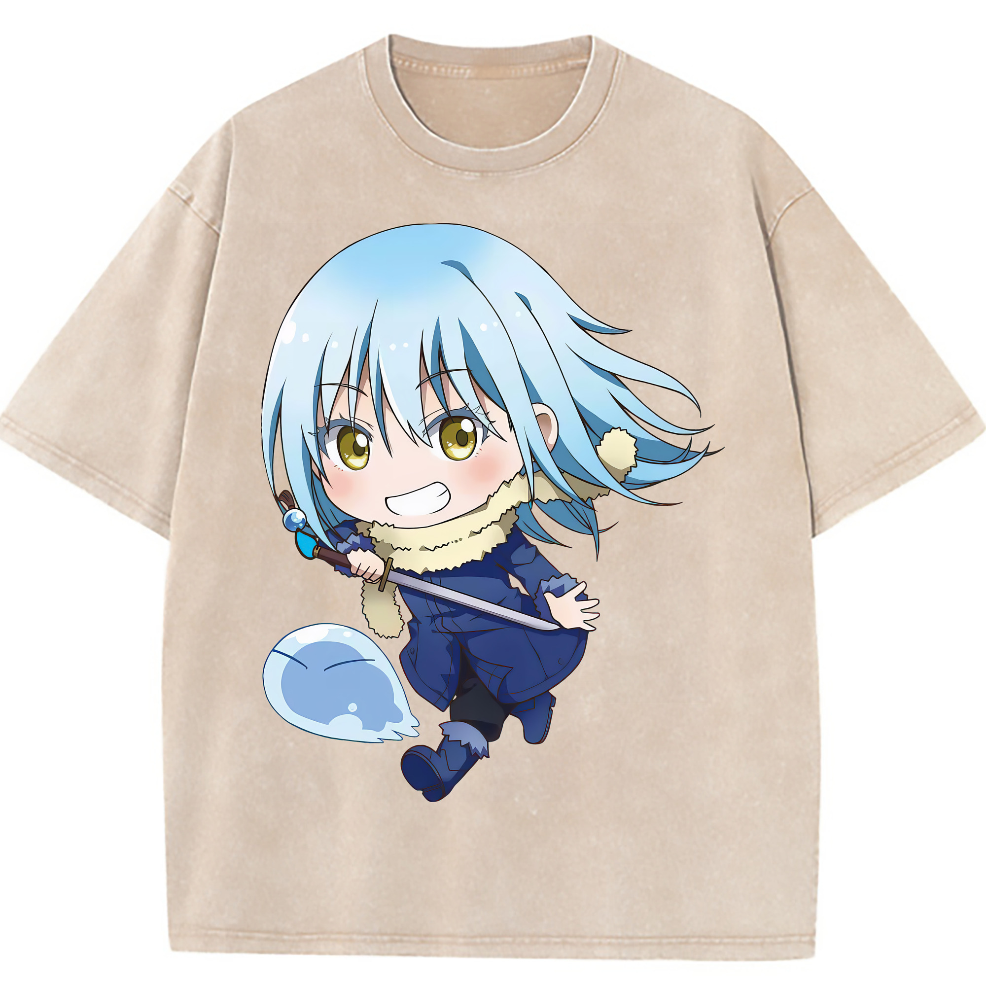 （画像用） 転スラ Regarding Reincarnated to Slime 綿100% ヴィンテージ風 半袖Tシャツ（フロントプリント）