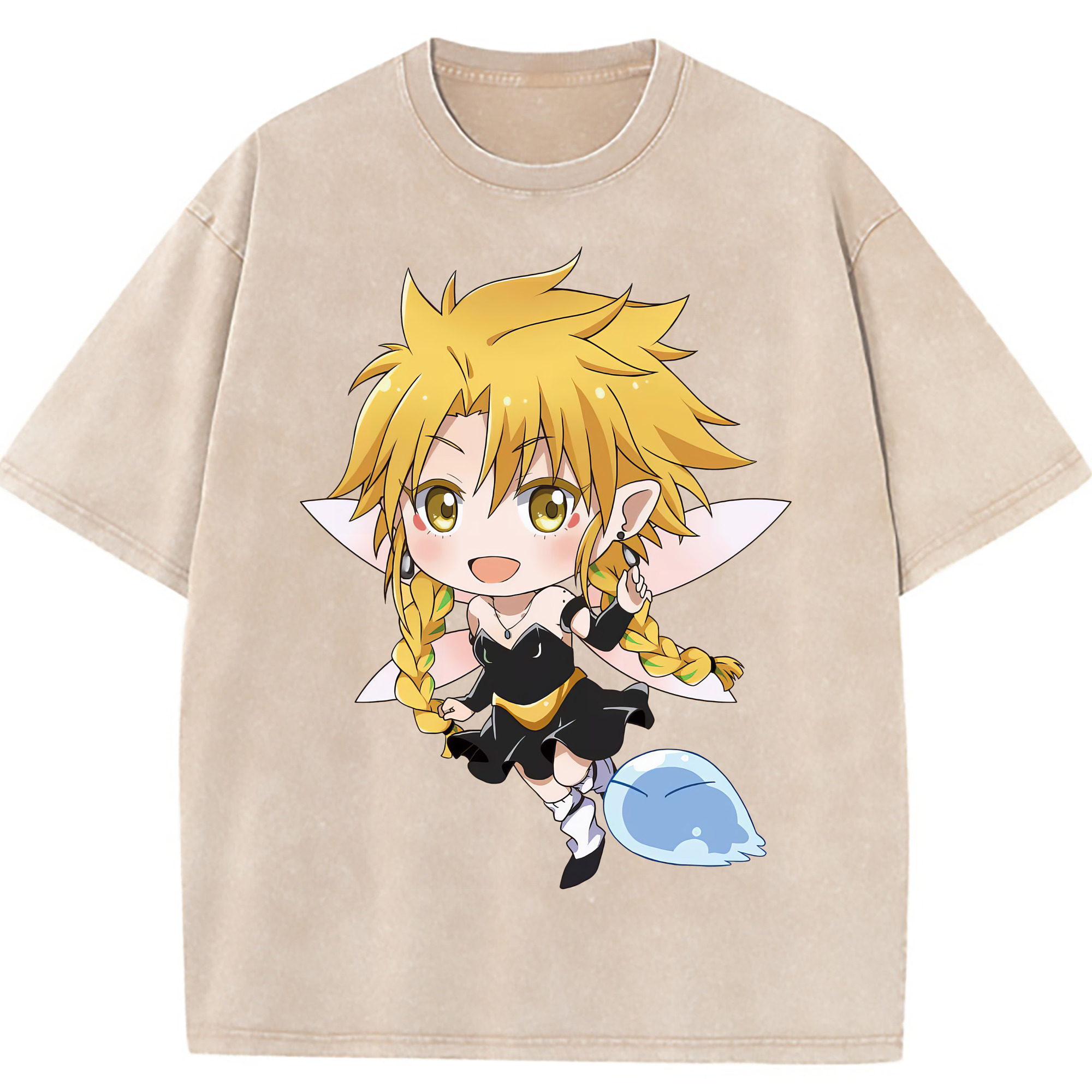 （画像用） 転スラ Regarding Reincarnated to Slime 綿100% ヴィンテージ風 半袖Tシャツ（フロントプリント）