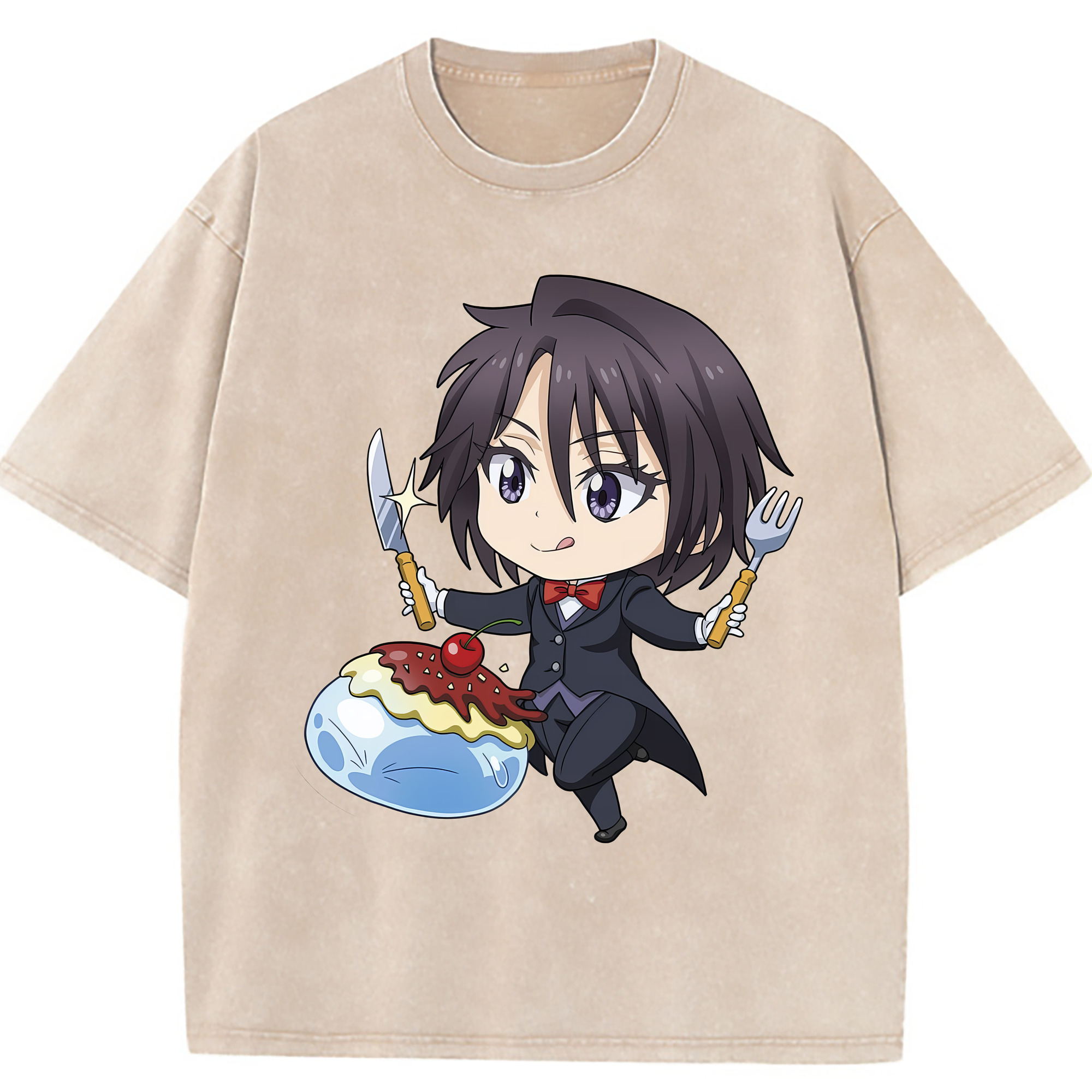 （画像用） 転スラ Regarding Reincarnated to Slime 綿100% ヴィンテージ風 半袖Tシャツ（フロントプリント）