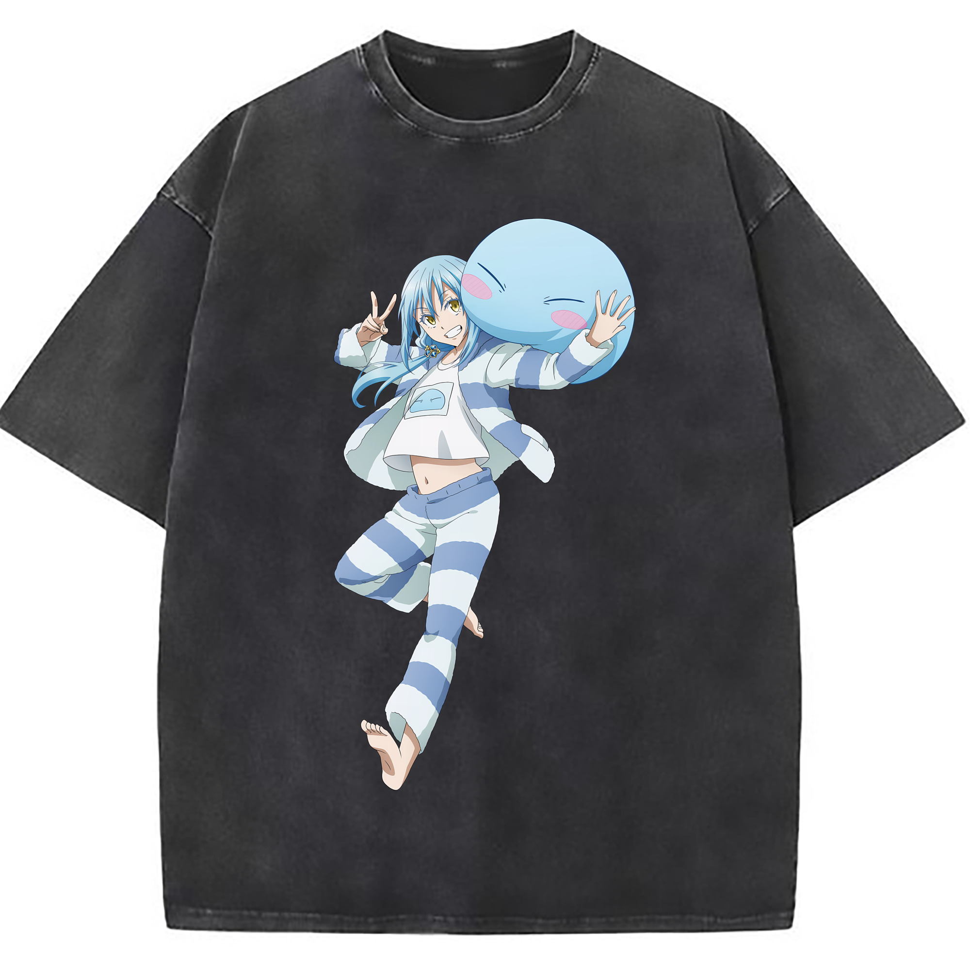 （画像用） 転スラ Regarding Reincarnated to Slime 綿100% ヴィンテージ風 半袖Tシャツ（フロントプリント）