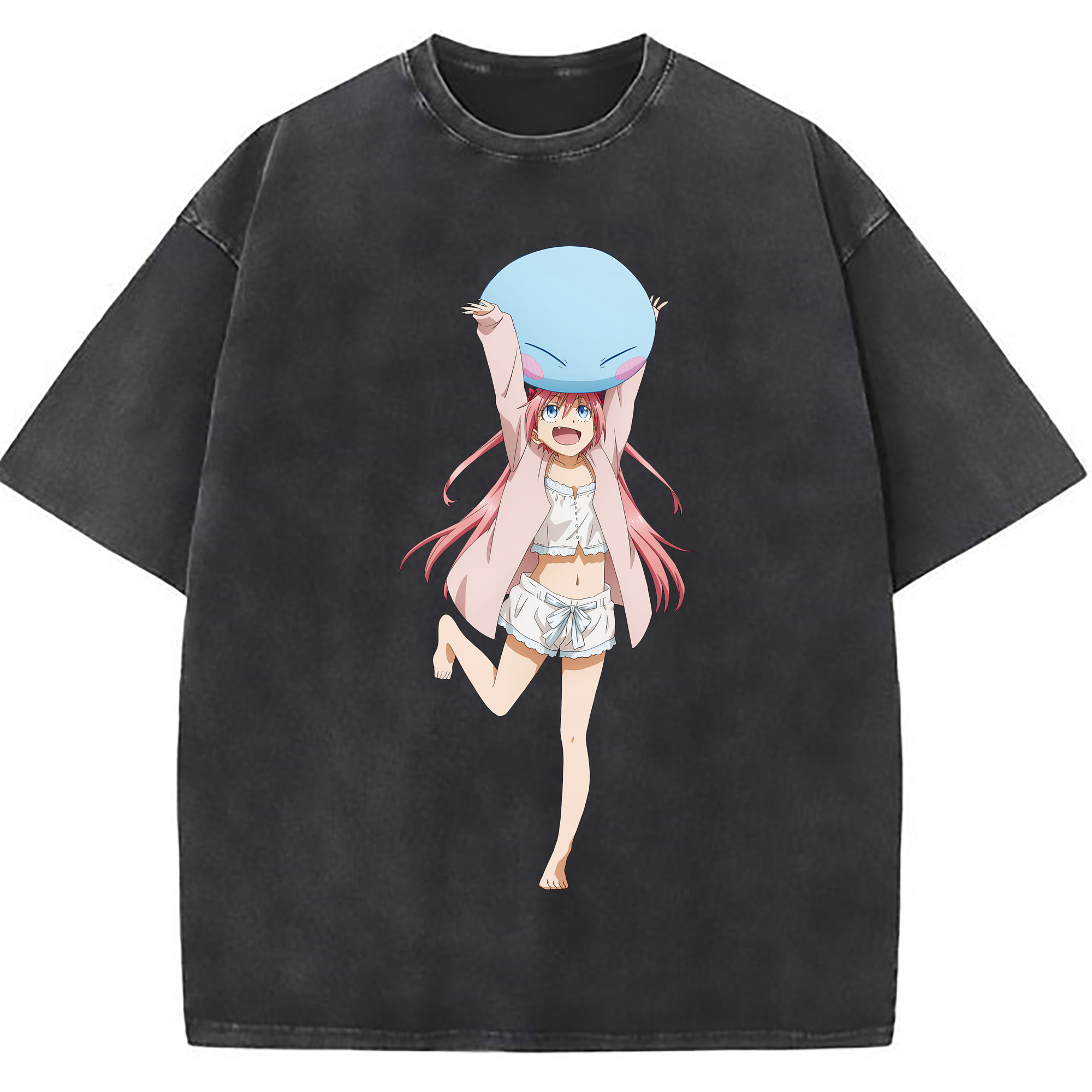 （画像用） 転スラ Regarding Reincarnated to Slime 綿100% ヴィンテージ風 半袖Tシャツ（フロントプリント）