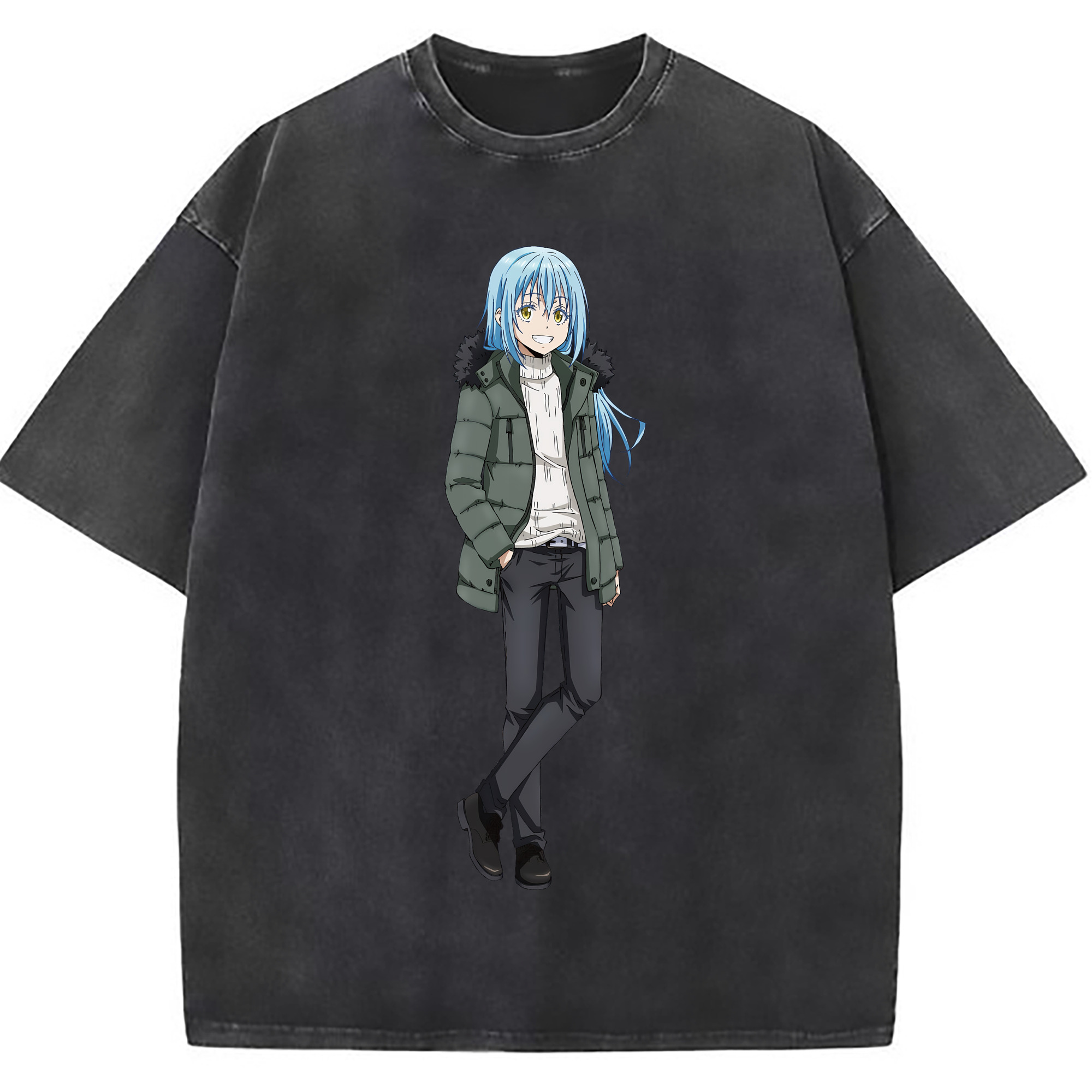 （画像用） 転スラ Regarding Reincarnated to Slime 綿100% ヴィンテージ風 半袖Tシャツ（フロントプリント）