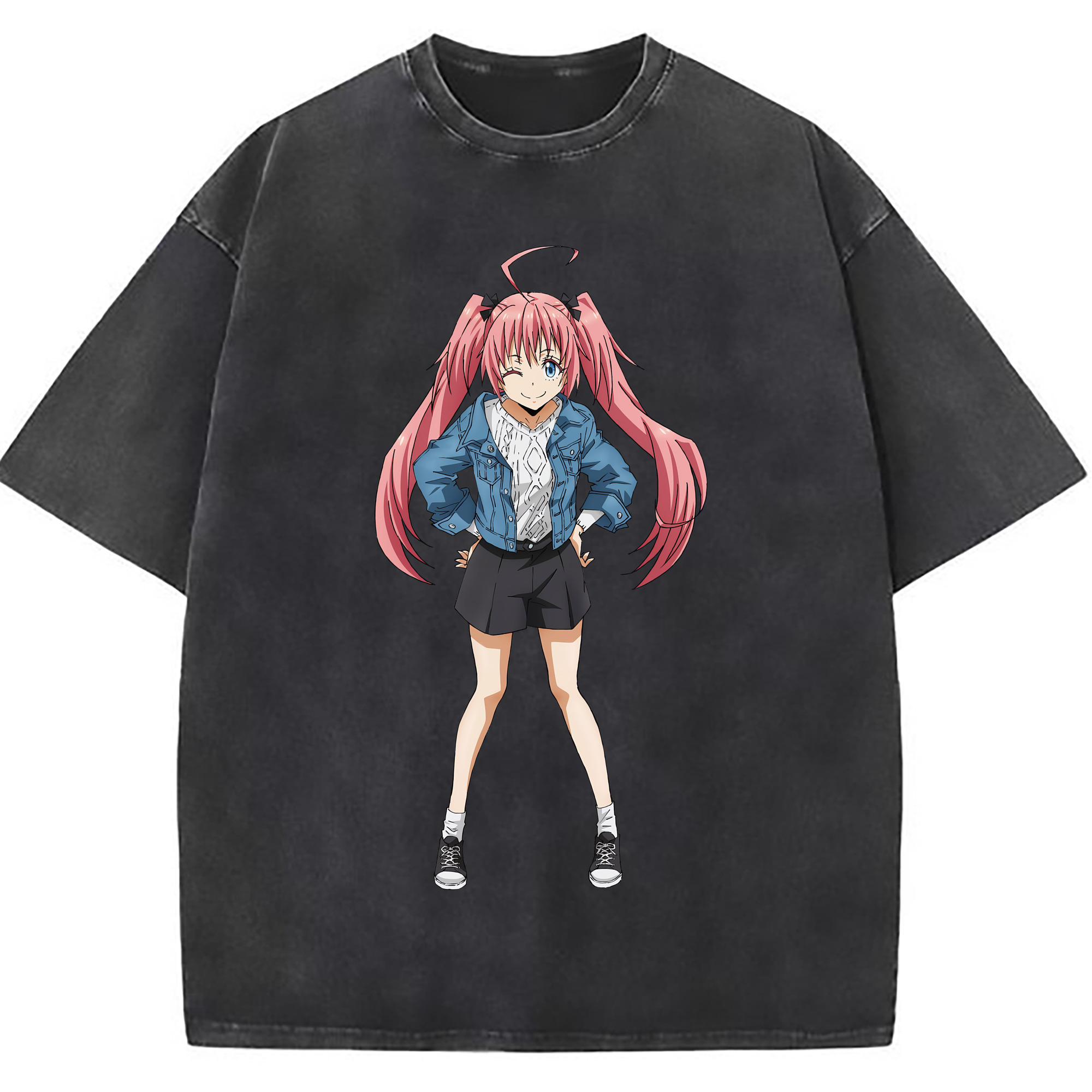 （画像用） 転スラ Regarding Reincarnated to Slime 綿100% ヴィンテージ風 半袖Tシャツ（フロントプリント）