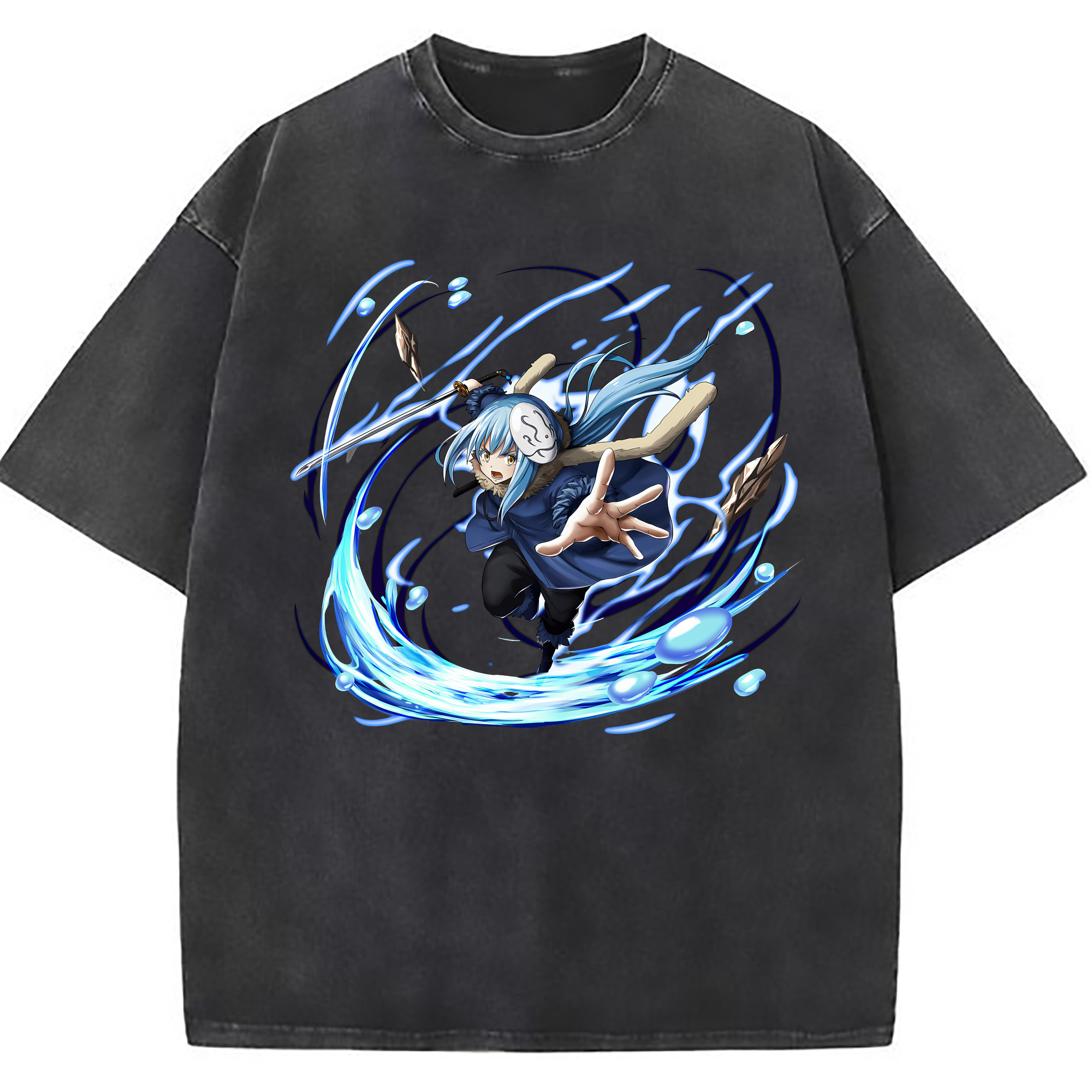 （画像用） 転スラ Regarding Reincarnated to Slime 綿100% ヴィンテージ風 半袖Tシャツ（フロントプリント）