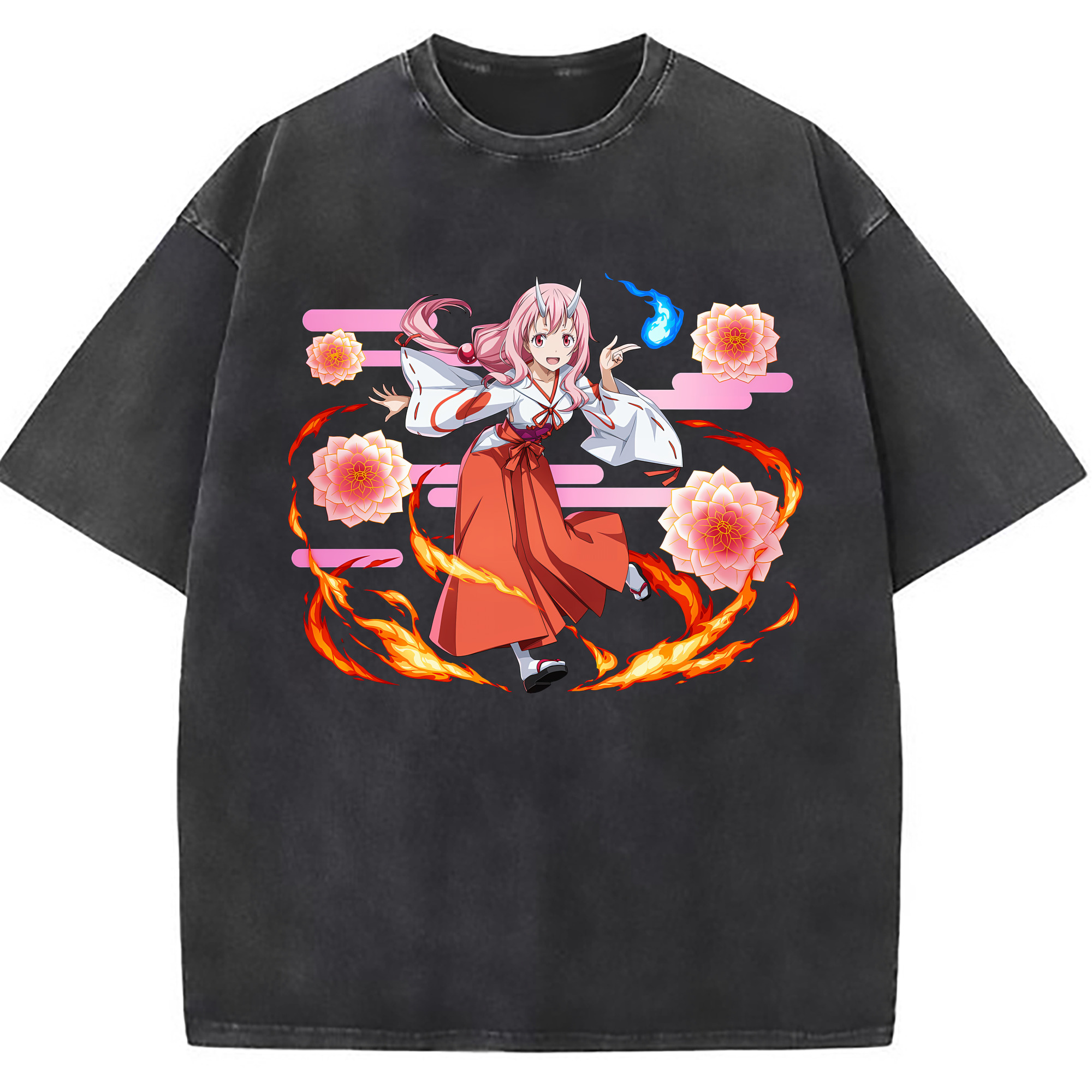 （画像用） 転スラ Regarding Reincarnated to Slime 綿100% ヴィンテージ風 半袖Tシャツ（フロントプリント）