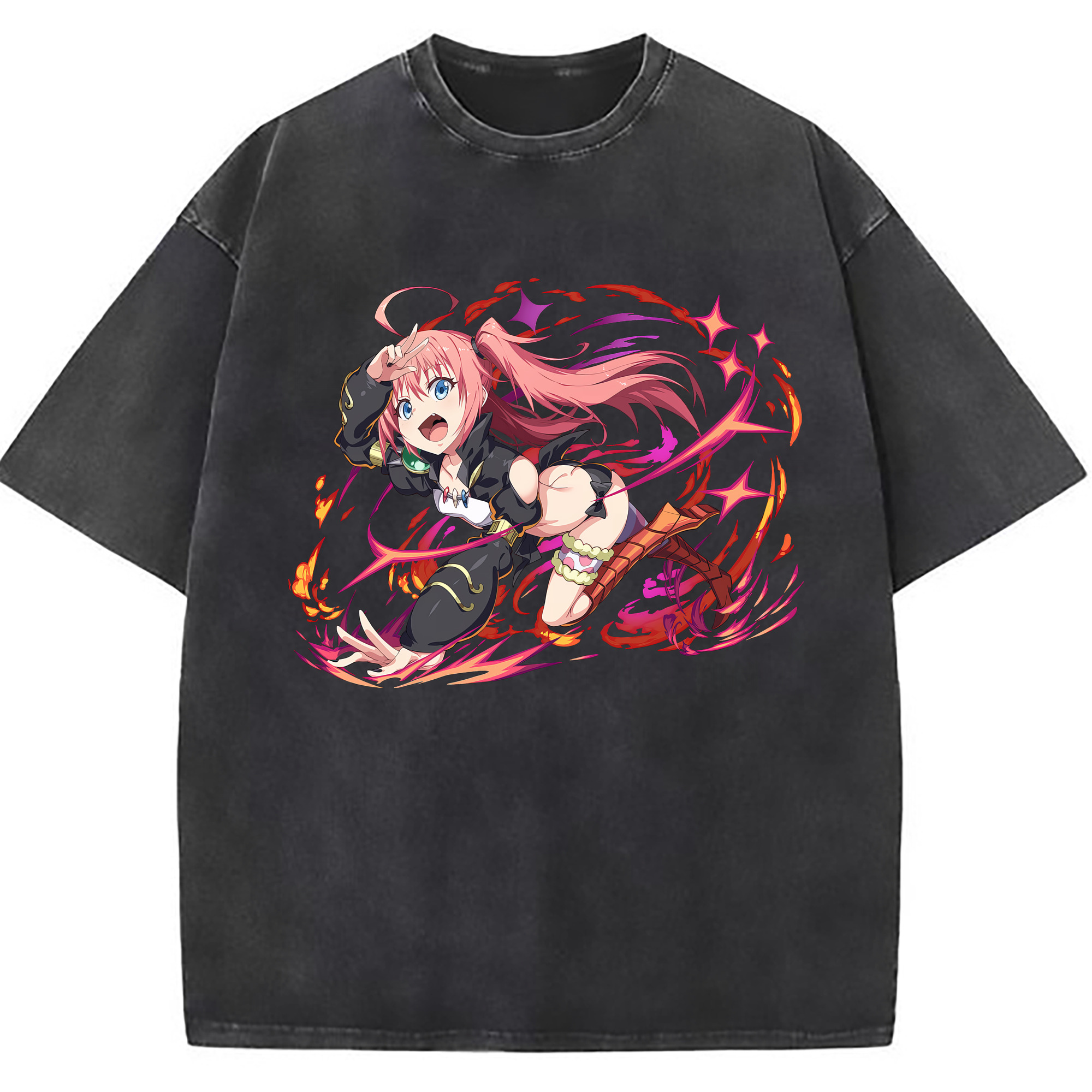 （画像用） 転スラ Regarding Reincarnated to Slime 綿100% ヴィンテージ風 半袖Tシャツ（フロントプリント）