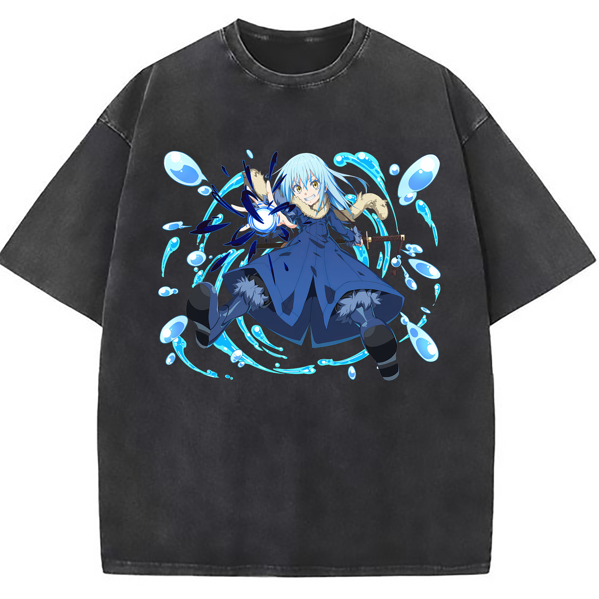 （画像用） 転スラ Regarding Reincarnated to Slime 綿100% ヴィンテージ風 半袖Tシャツ（フロントプリント）