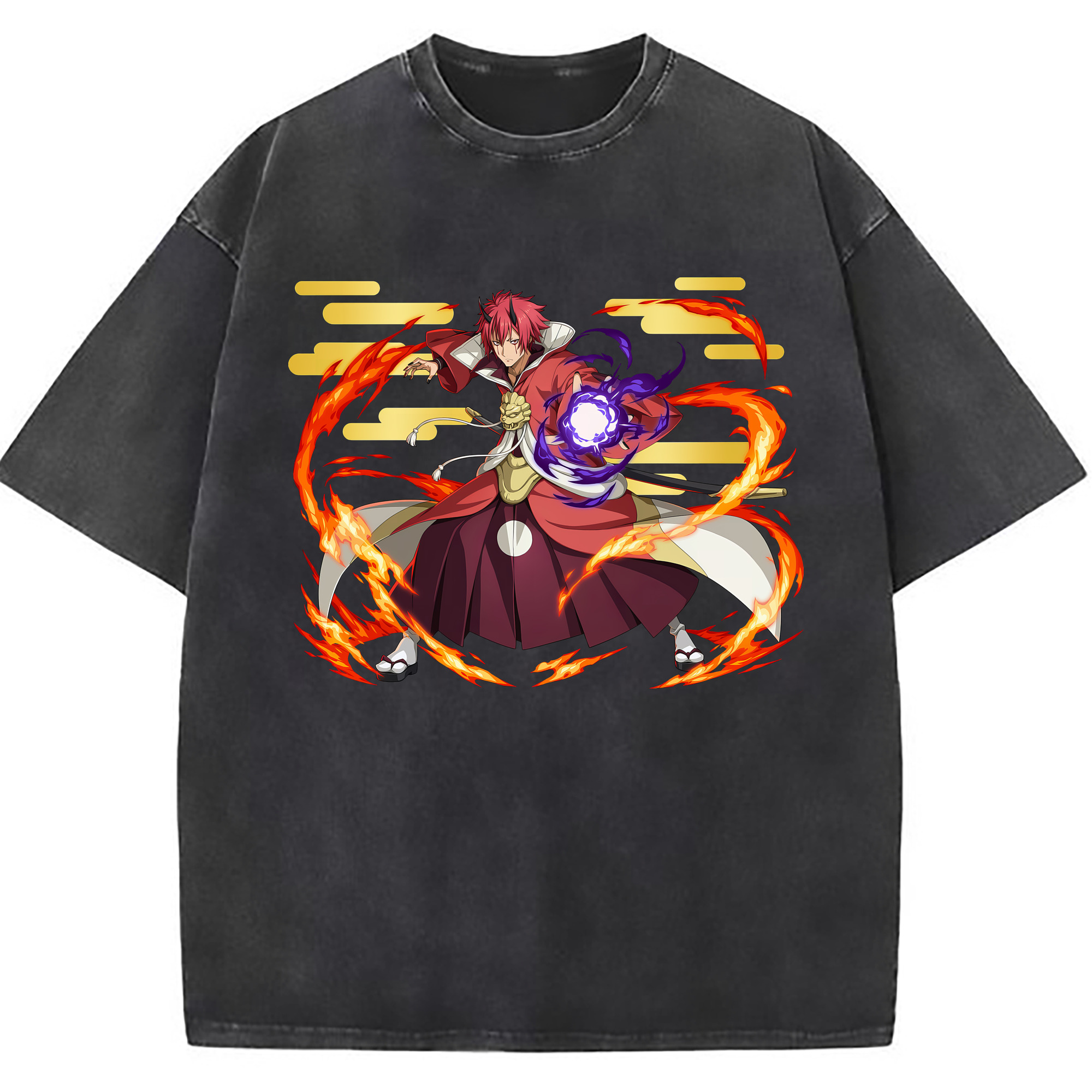 （画像用） 転スラ Regarding Reincarnated to Slime 綿100% ヴィンテージ風 半袖Tシャツ（フロントプリント）