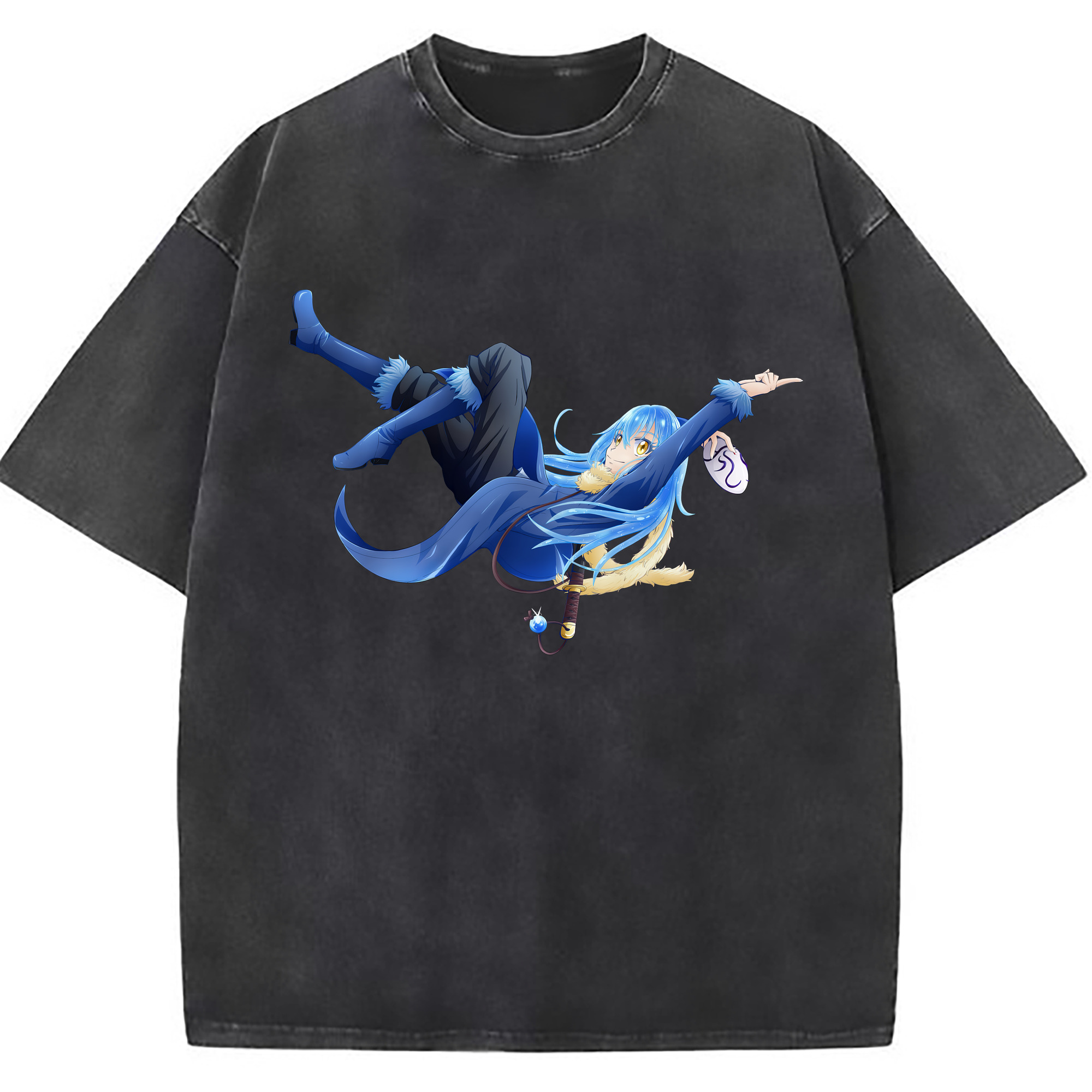 （画像用） 転スラ Regarding Reincarnated to Slime 綿100% ヴィンテージ風 半袖Tシャツ（フロントプリント）
