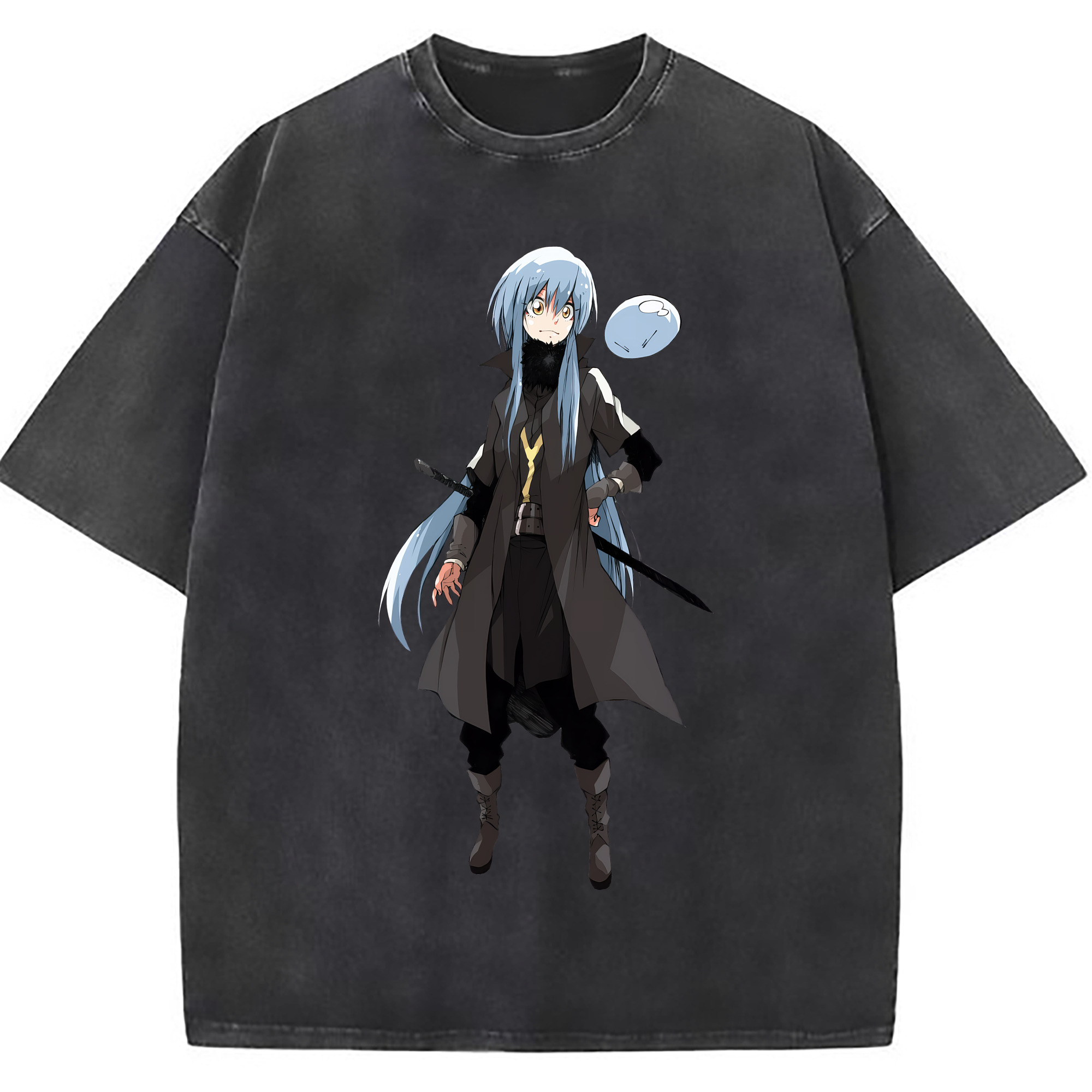 （画像用） 転スラ Regarding Reincarnated to Slime 綿100% ヴィンテージ風 半袖Tシャツ（フロントプリント）