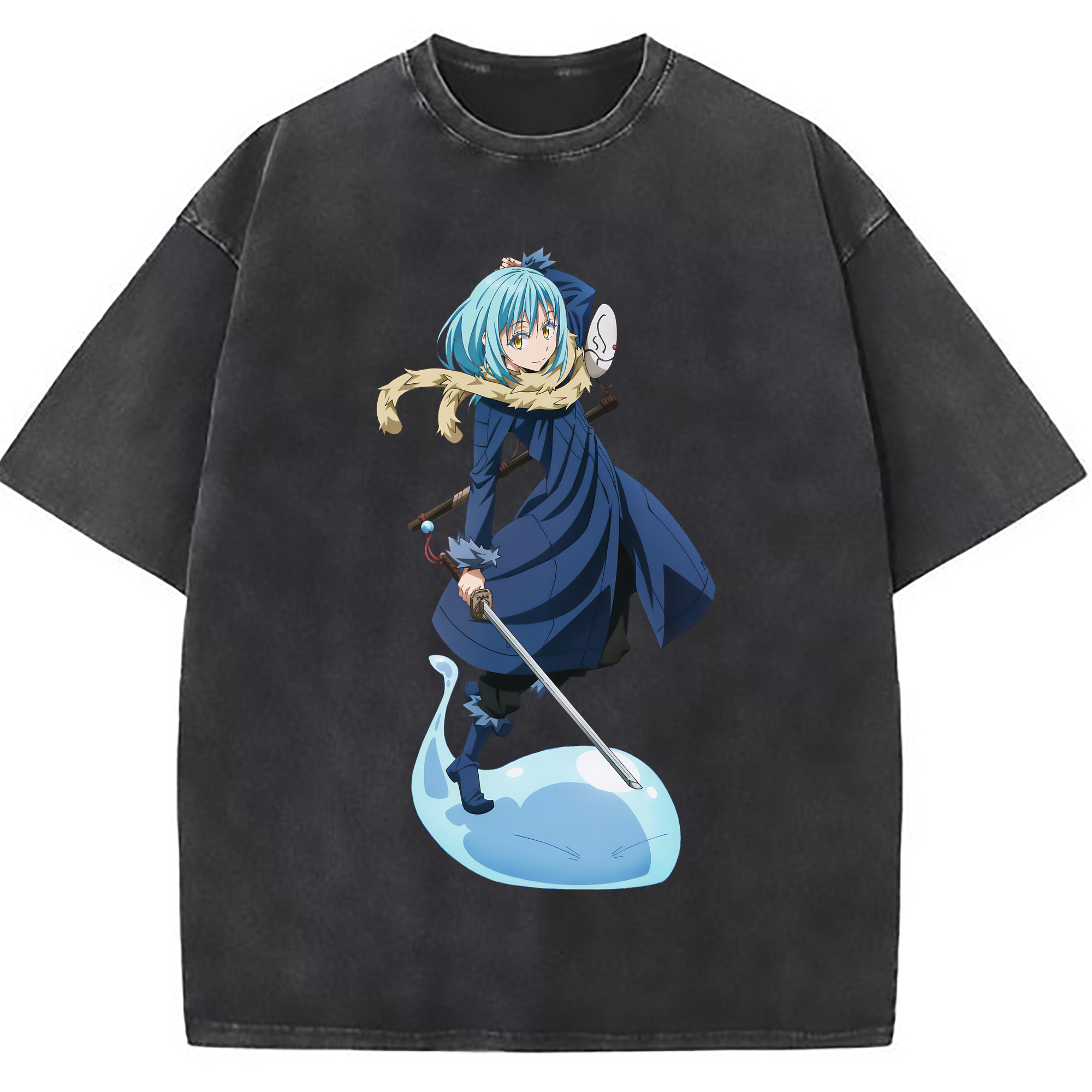 （画像用） 転スラ Regarding Reincarnated to Slime 綿100% ヴィンテージ風 半袖Tシャツ（フロントプリント）