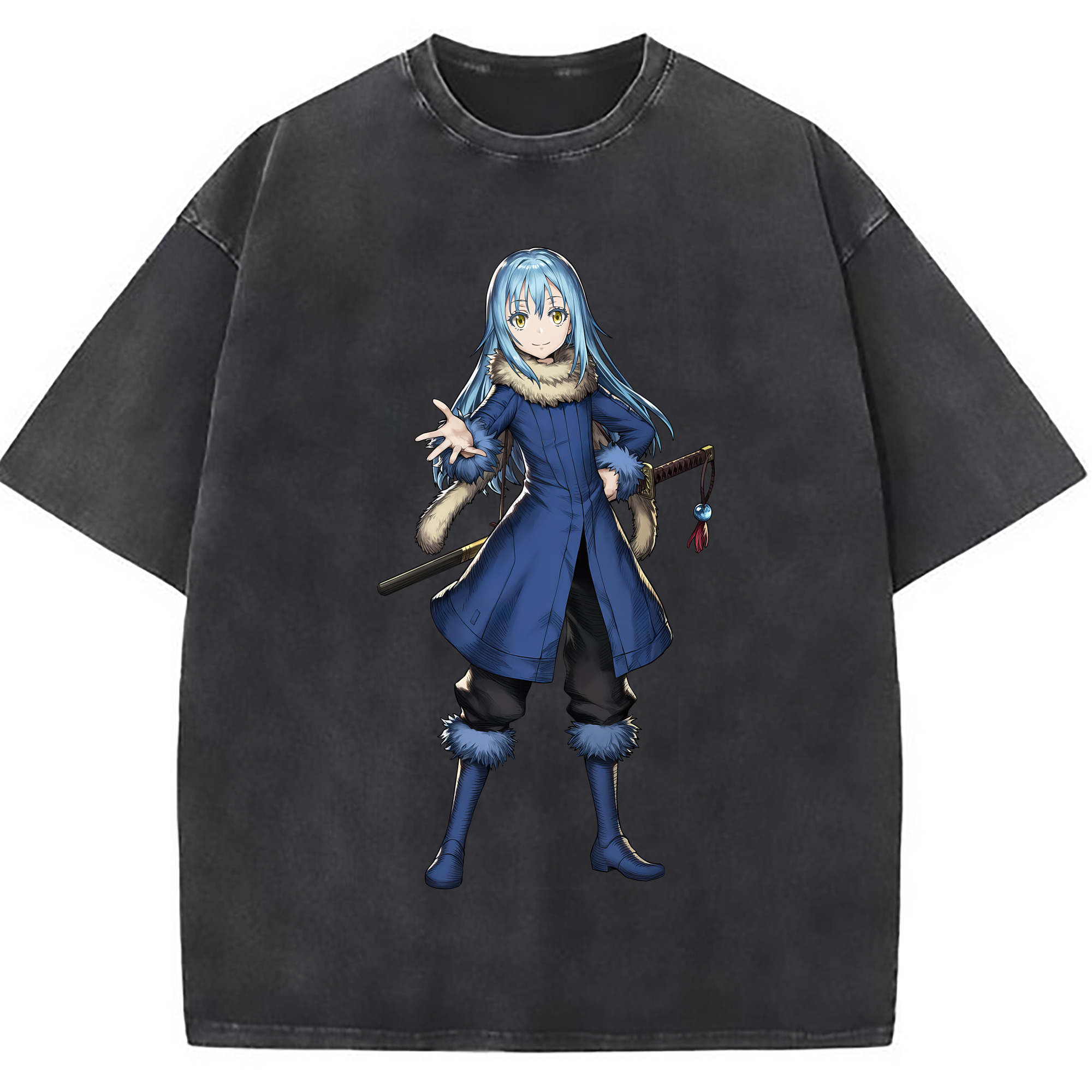 （画像用） 転スラ Regarding Reincarnated to Slime 綿100% ヴィンテージ風 半袖Tシャツ（フロントプリント）