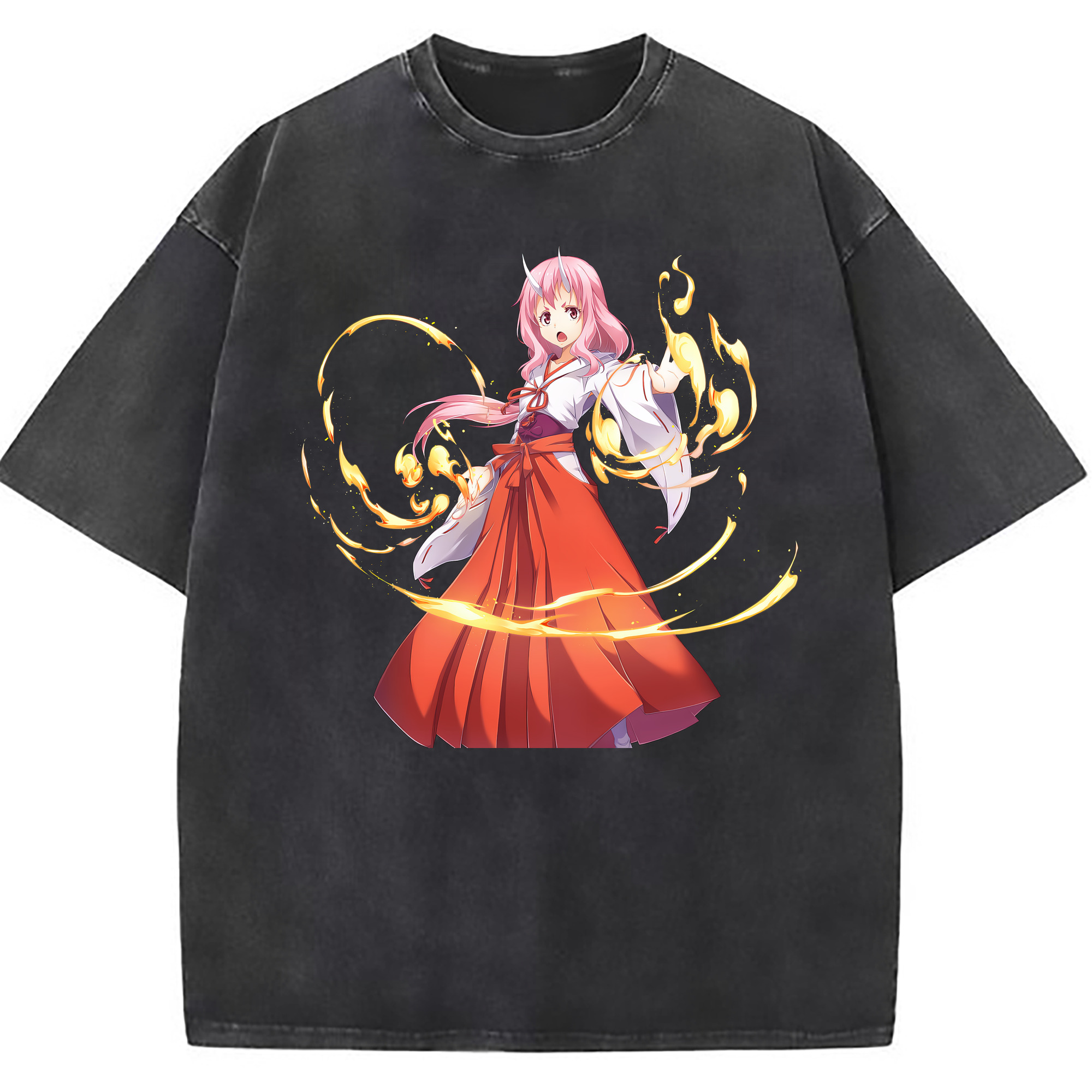 （画像用） 転スラ Regarding Reincarnated to Slime 綿100% ヴィンテージ風 半袖Tシャツ（フロントプリント）