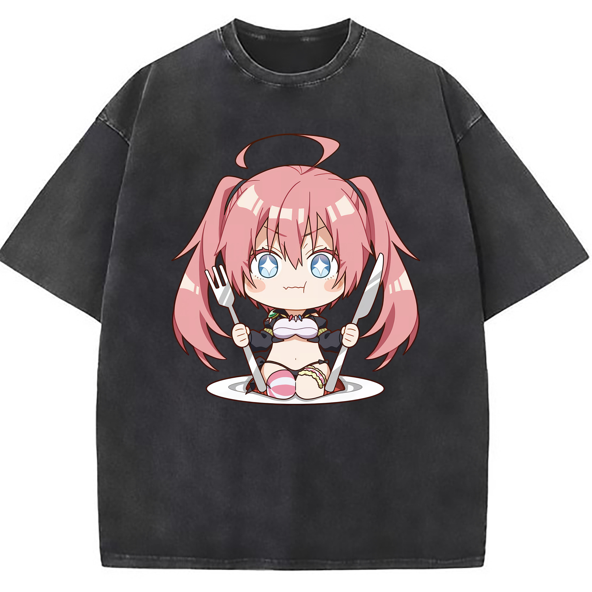 （画像用） 転スラ Regarding Reincarnated to Slime 綿100% ヴィンテージ風 半袖Tシャツ（フロントプリント）