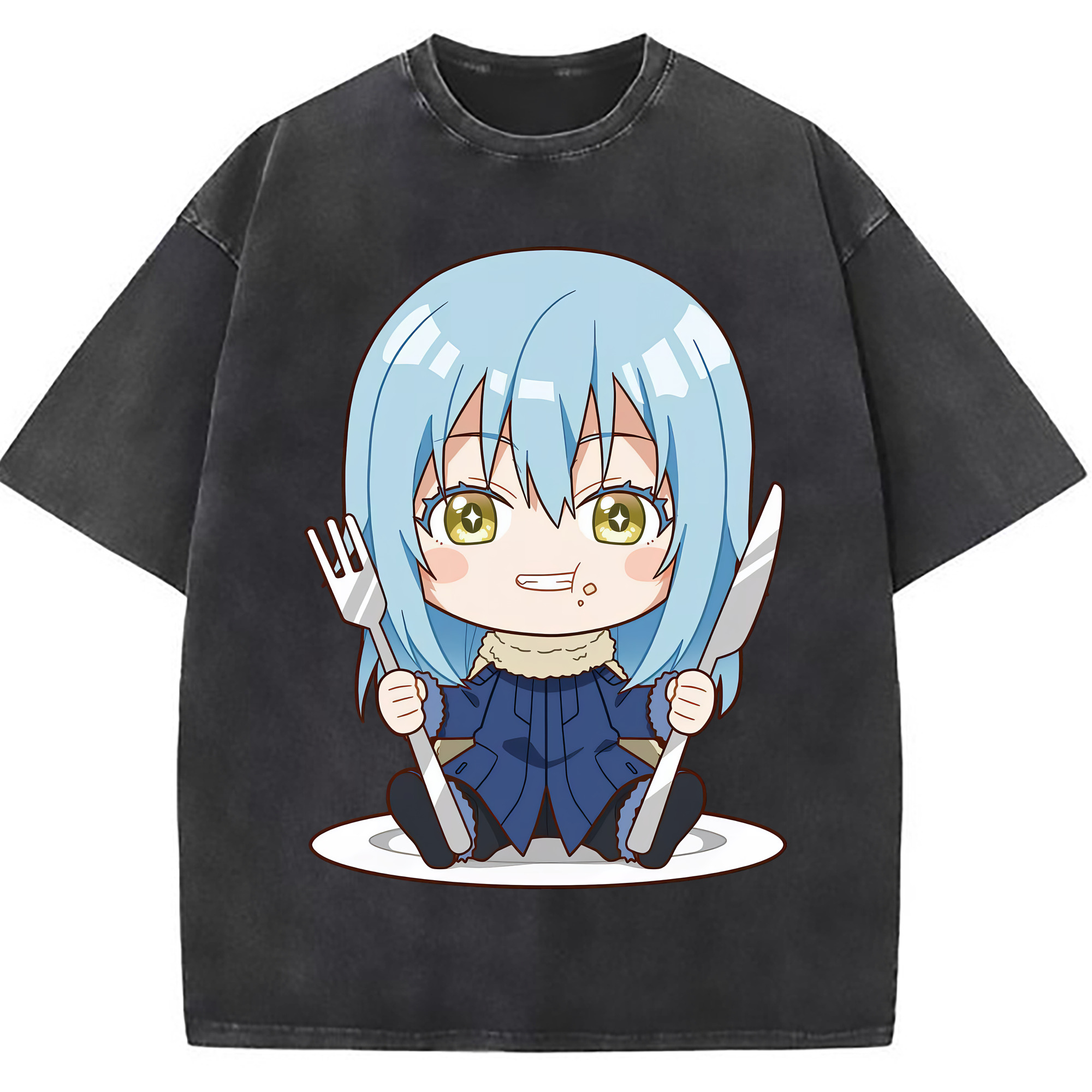 （画像用） 転スラ Regarding Reincarnated to Slime 綿100% ヴィンテージ風 半袖Tシャツ（フロントプリント）