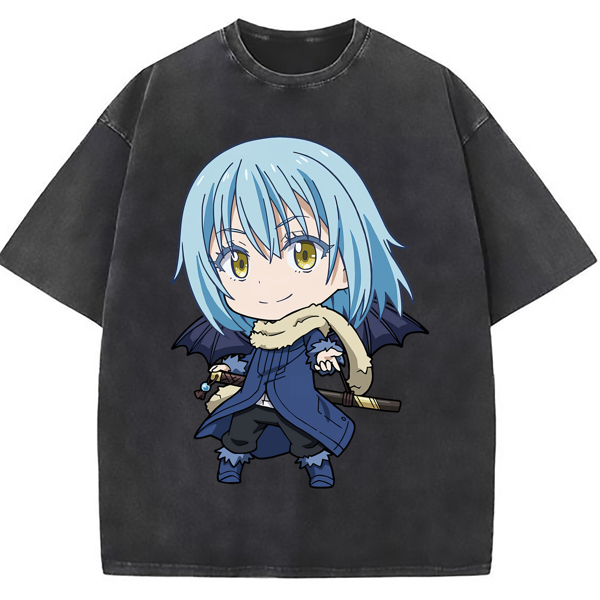 （画像用） 転スラ Regarding Reincarnated to Slime 綿100% ヴィンテージ風 半袖Tシャツ（フロントプリント）