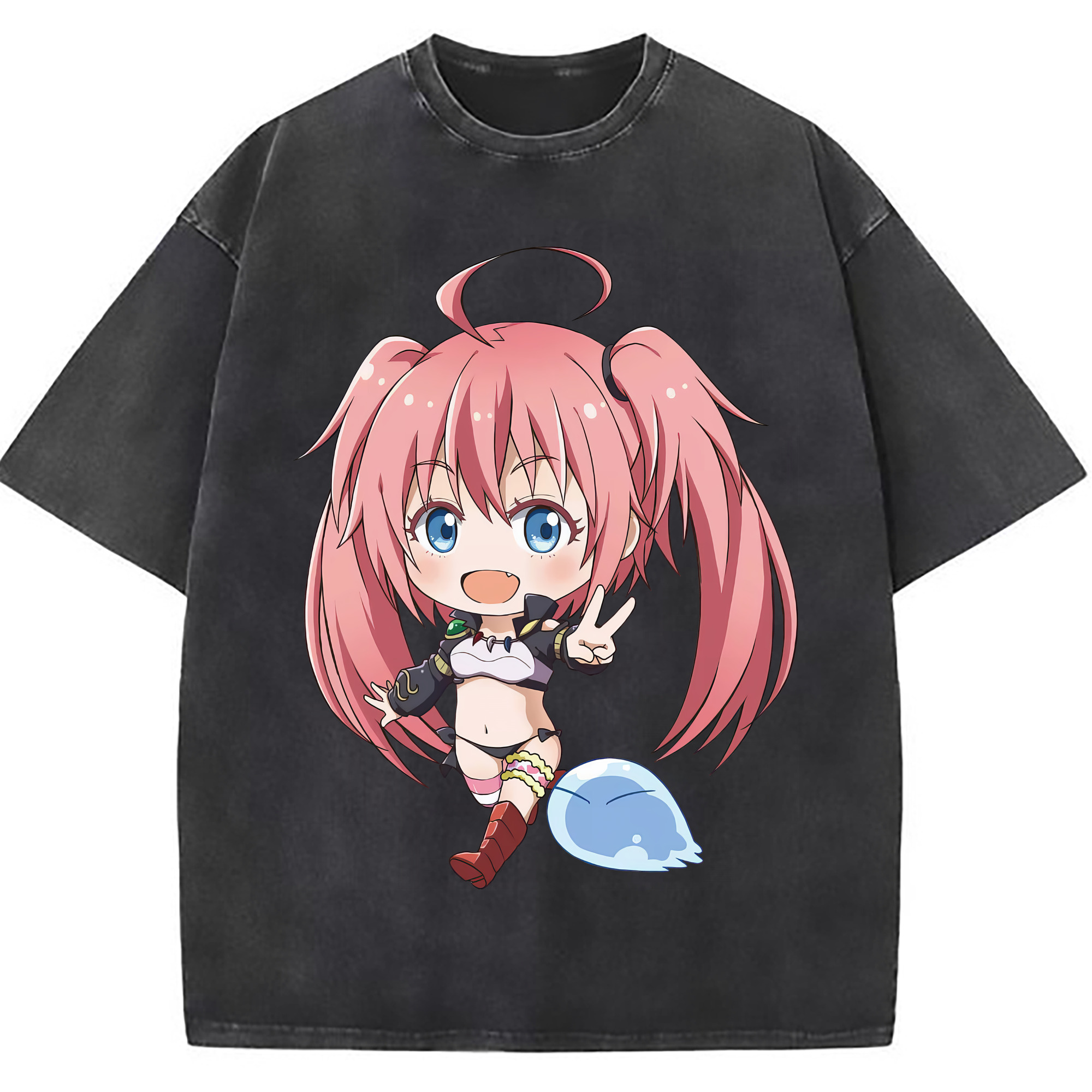 （画像用） 転スラ Regarding Reincarnated to Slime 綿100% ヴィンテージ風 半袖Tシャツ（フロントプリント）