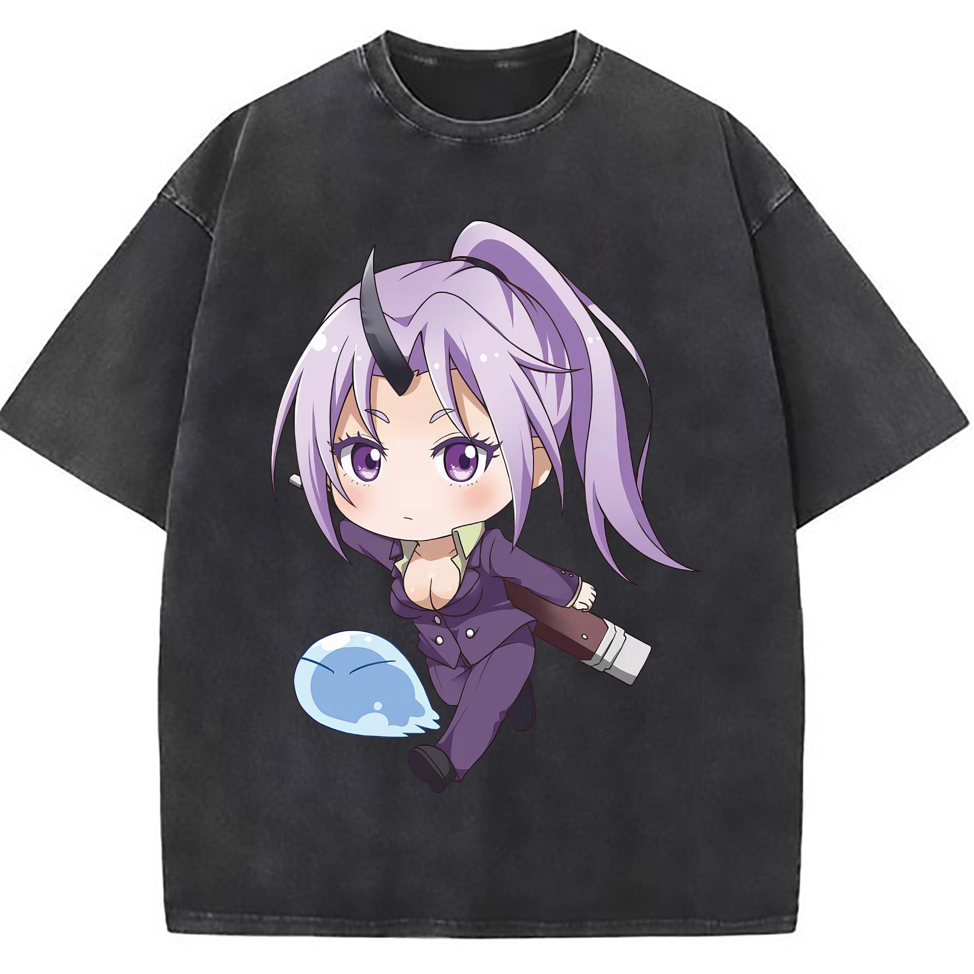 （画像用） 転スラ Regarding Reincarnated to Slime 綿100% ヴィンテージ風 半袖Tシャツ（フロントプリント）