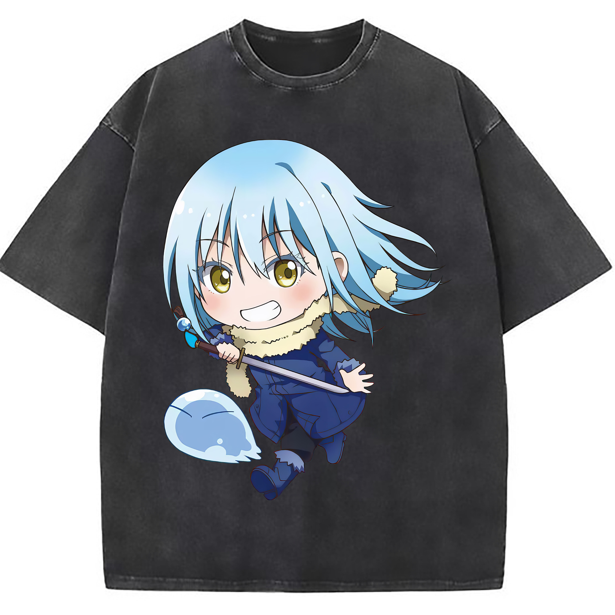 （画像用） 転スラ Regarding Reincarnated to Slime 綿100% ヴィンテージ風 半袖Tシャツ（フロントプリント）