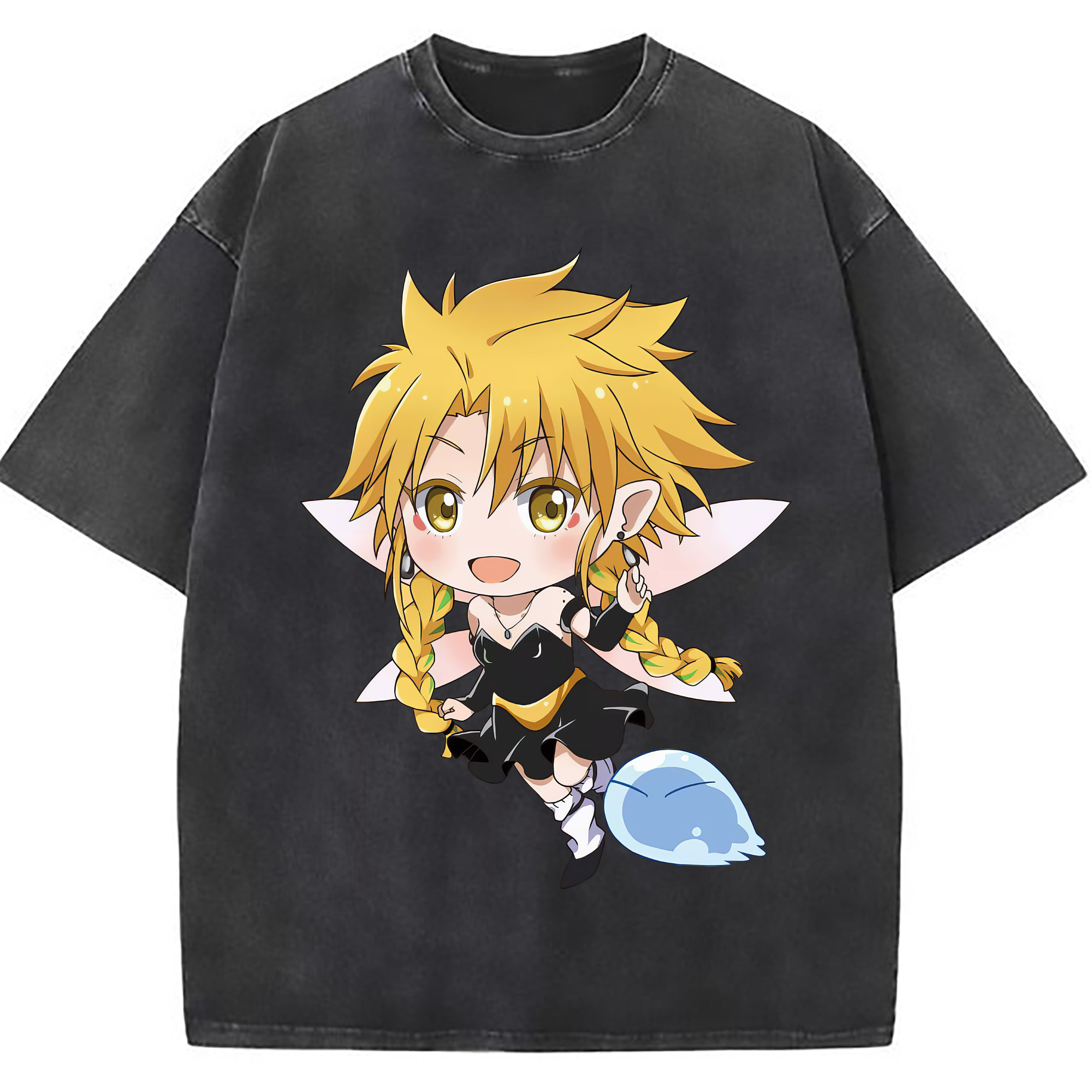 （画像用） 転スラ Regarding Reincarnated to Slime 綿100% ヴィンテージ風 半袖Tシャツ（フロントプリント）