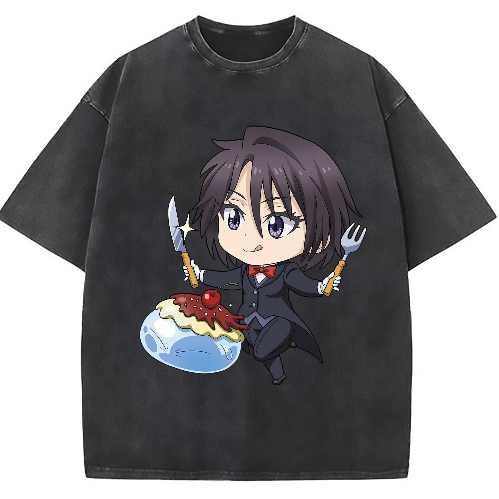 （画像用） 転スラ Regarding Reincarnated to Slime 綿100% ヴィンテージ風 半袖Tシャツ（フロントプリント）