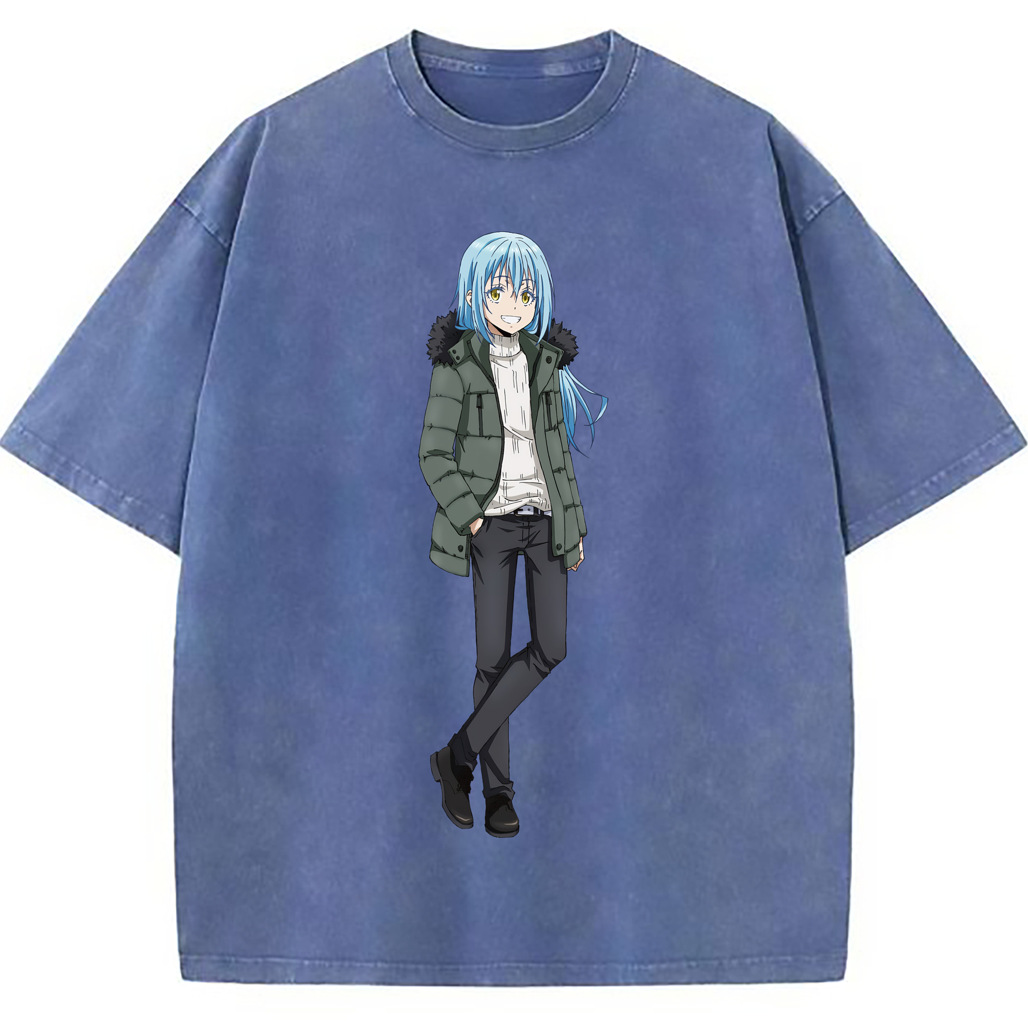 （画像用） 転スラ Regarding Reincarnated to Slime 綿100% ヴィンテージ風 半袖Tシャツ（フロントプリント）