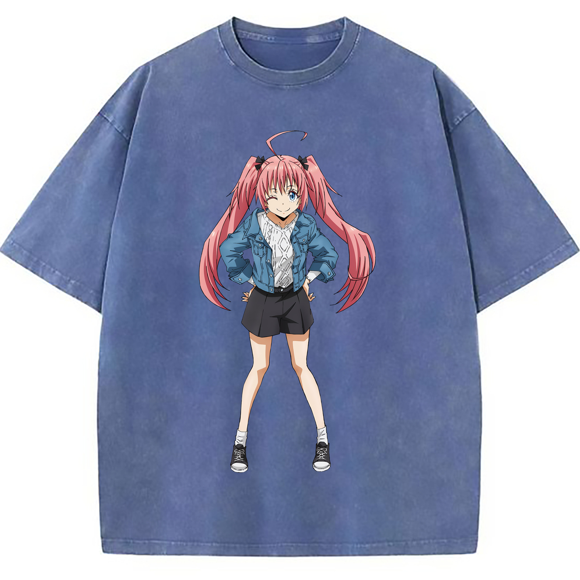 （画像用） 転スラ Regarding Reincarnated to Slime 綿100% ヴィンテージ風 半袖Tシャツ（フロントプリント）