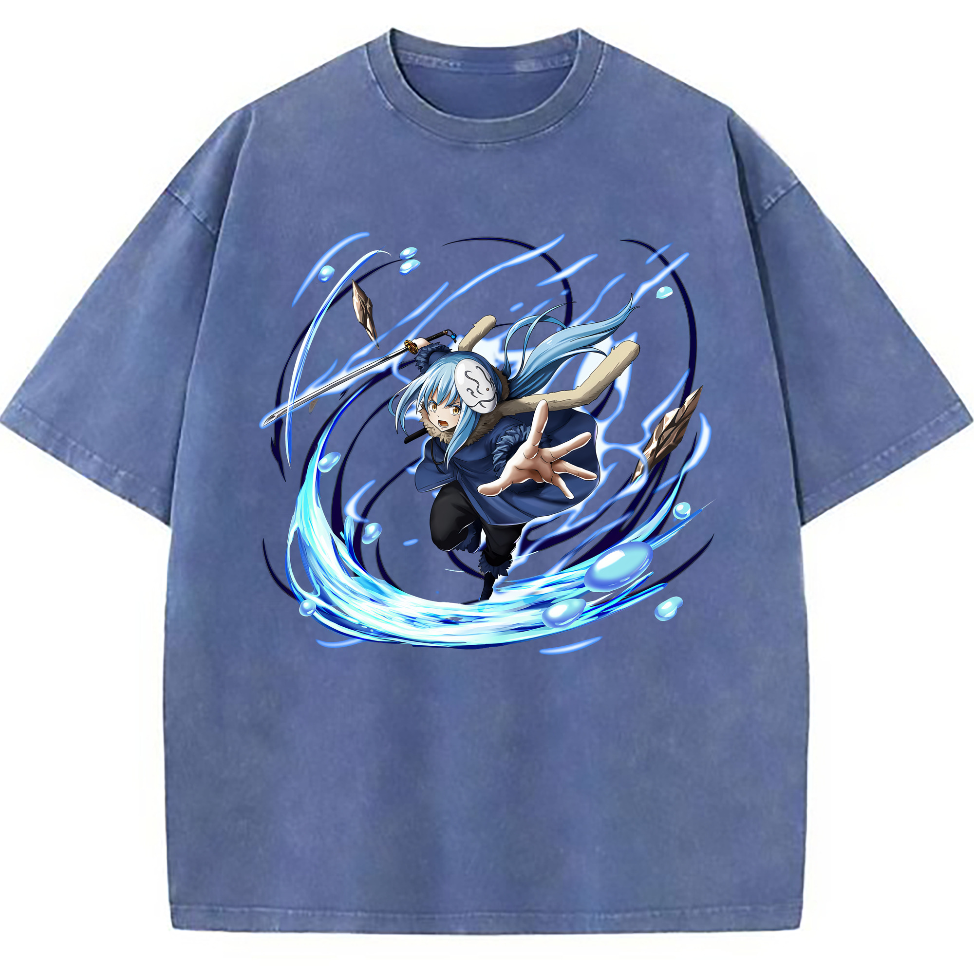 （画像用） 転スラ Regarding Reincarnated to Slime 綿100% ヴィンテージ風 半袖Tシャツ（フロントプリント）