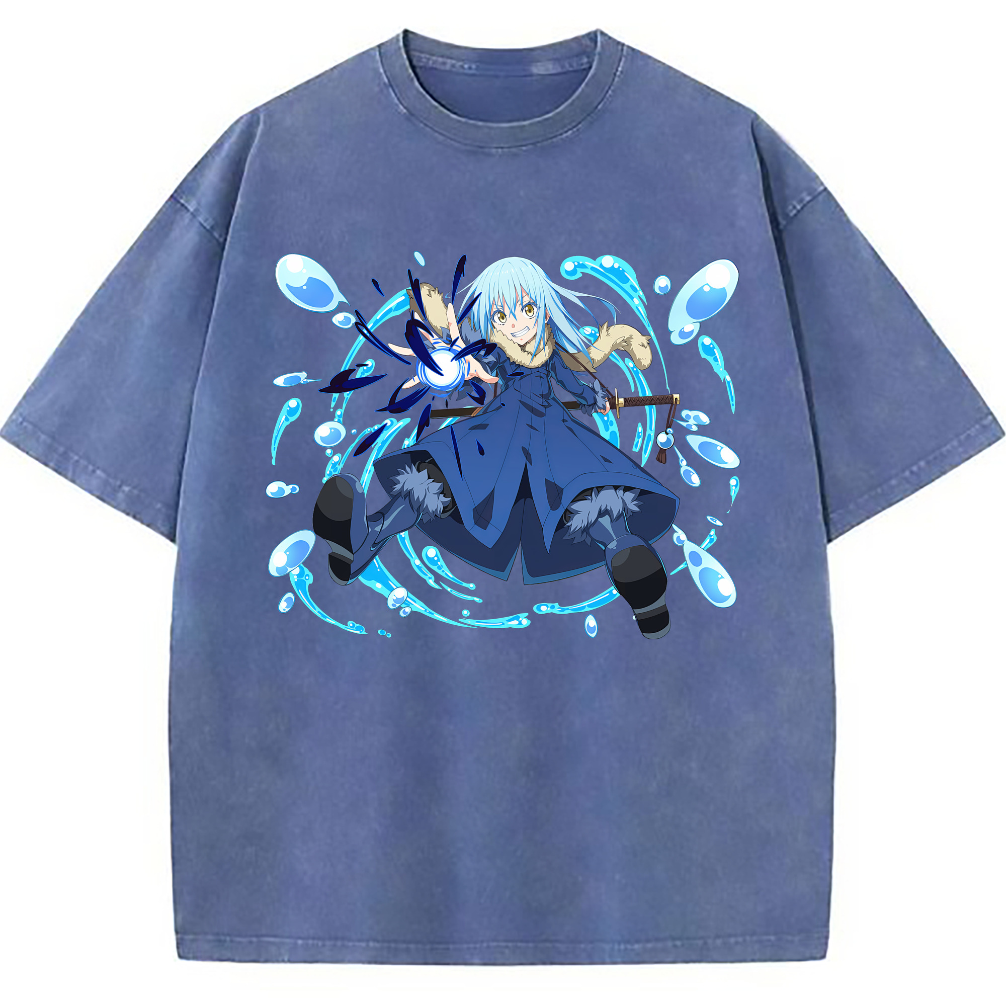 （画像用） 転スラ Regarding Reincarnated to Slime 綿100% ヴィンテージ風 半袖Tシャツ（フロントプリント）