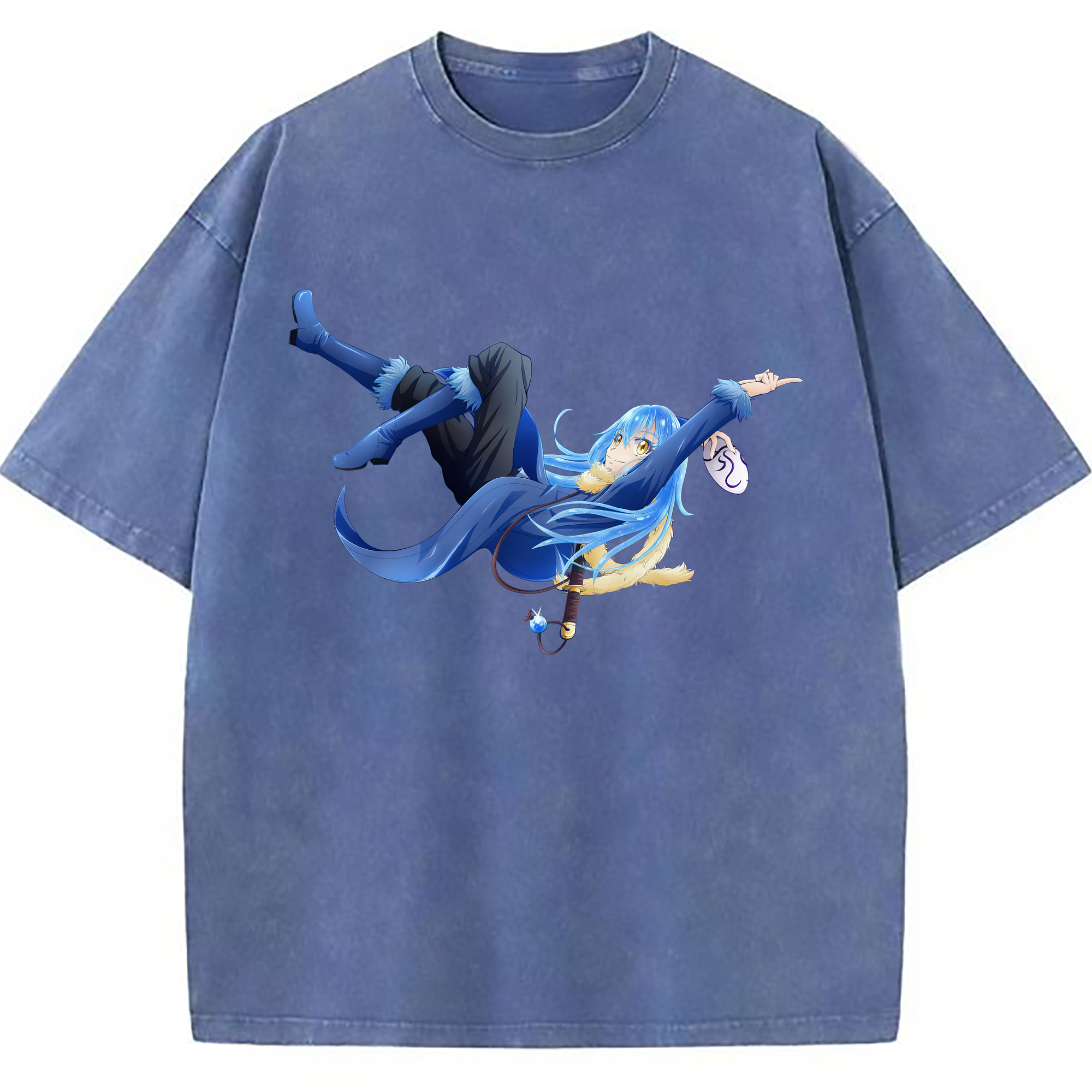 （画像用） 転スラ Regarding Reincarnated to Slime 綿100% ヴィンテージ風 半袖Tシャツ（フロントプリント）