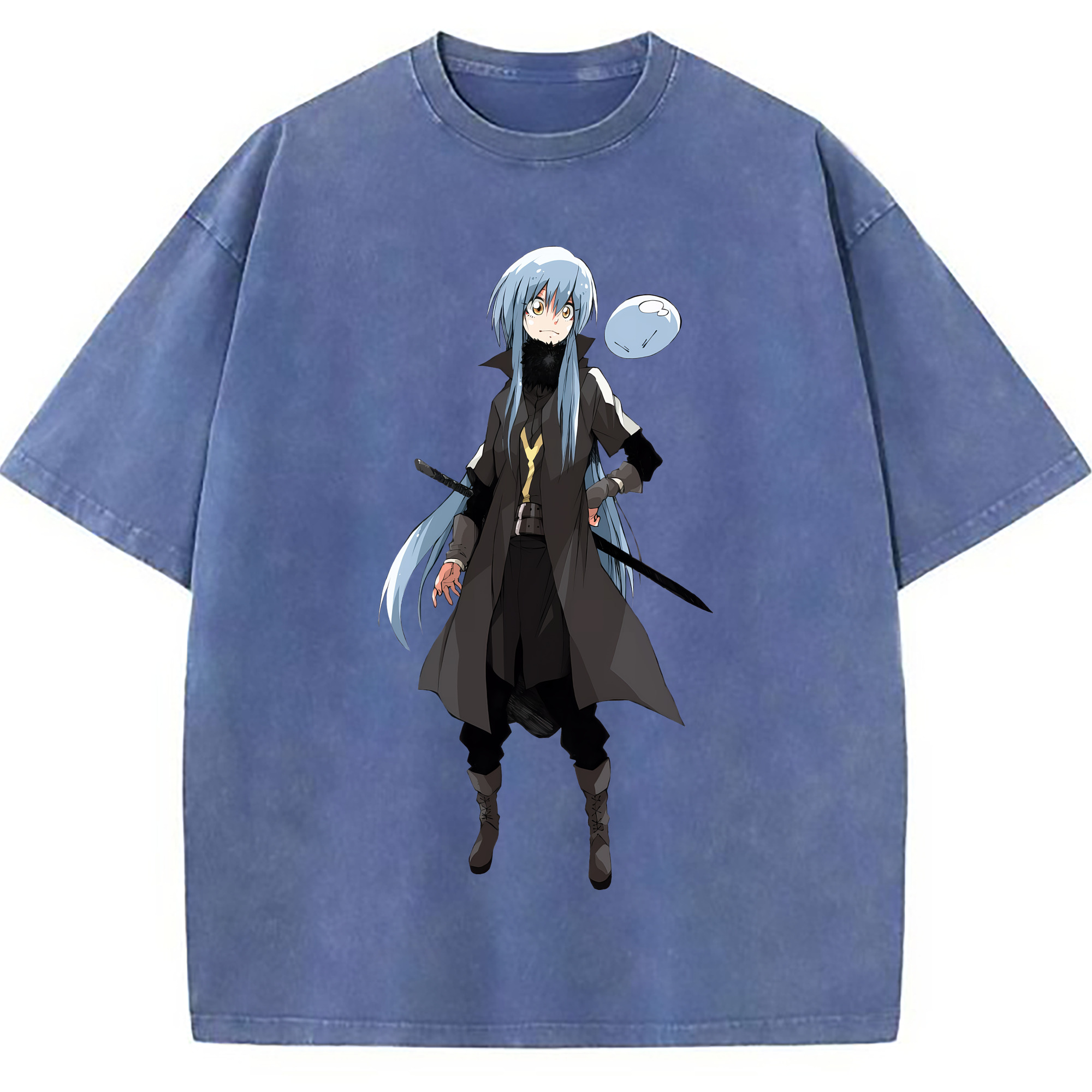 （画像用） 転スラ Regarding Reincarnated to Slime 綿100% ヴィンテージ風 半袖Tシャツ（フロントプリント）