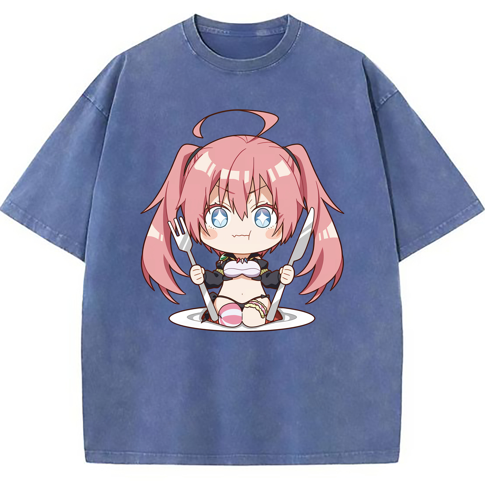 （画像用） 転スラ Regarding Reincarnated to Slime 綿100% ヴィンテージ風 半袖Tシャツ（フロントプリント）