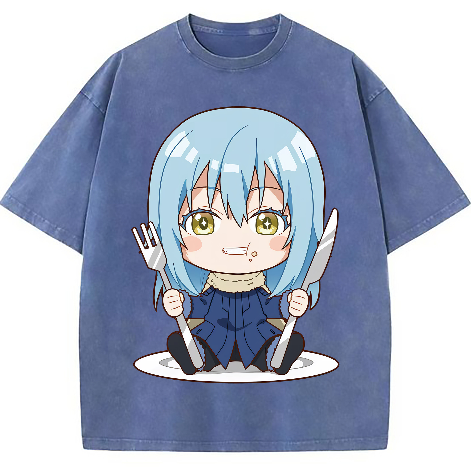 （画像用） 転スラ Regarding Reincarnated to Slime 綿100% ヴィンテージ風 半袖Tシャツ（フロントプリント）