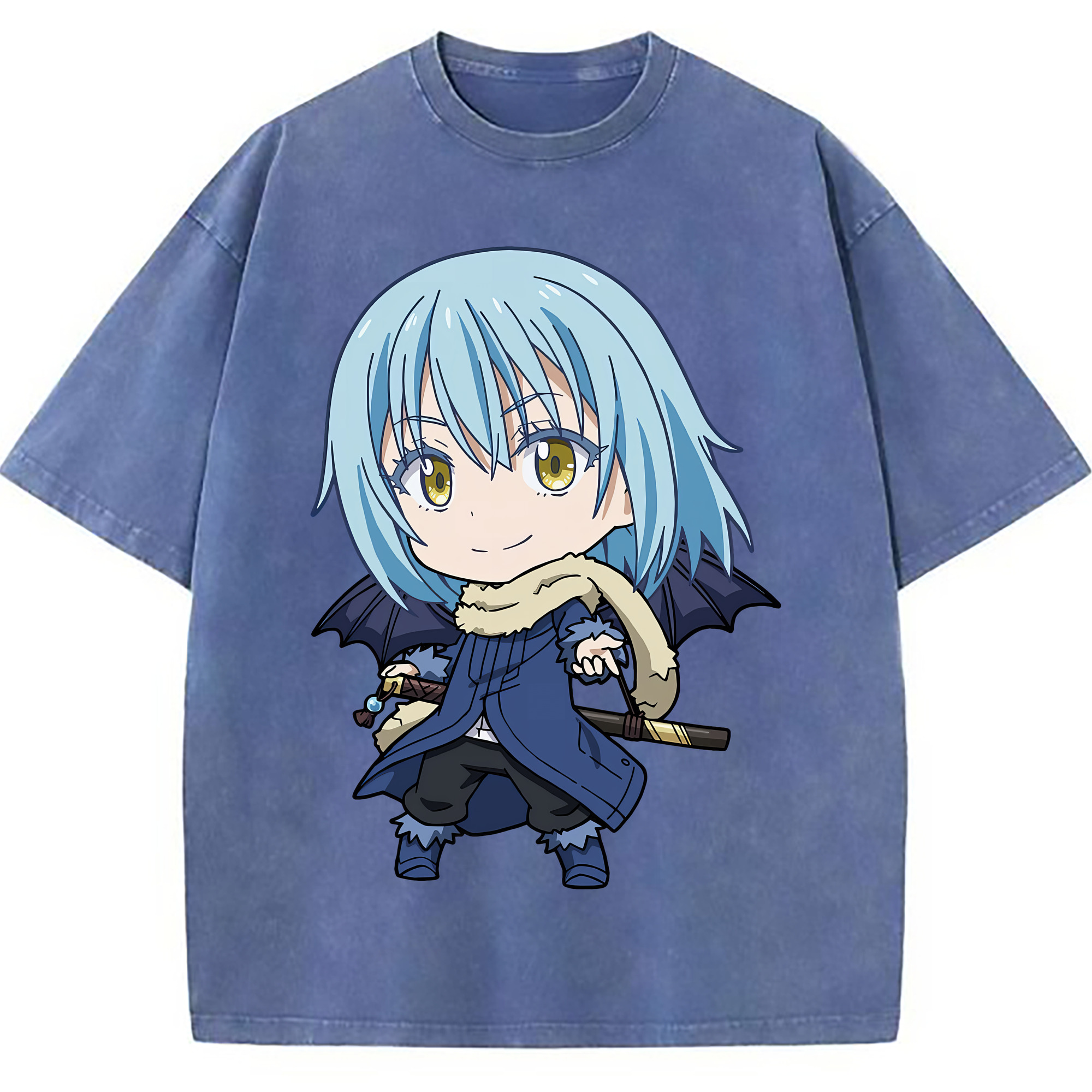 （画像用） 転スラ Regarding Reincarnated to Slime 綿100% ヴィンテージ風 半袖Tシャツ（フロントプリント）