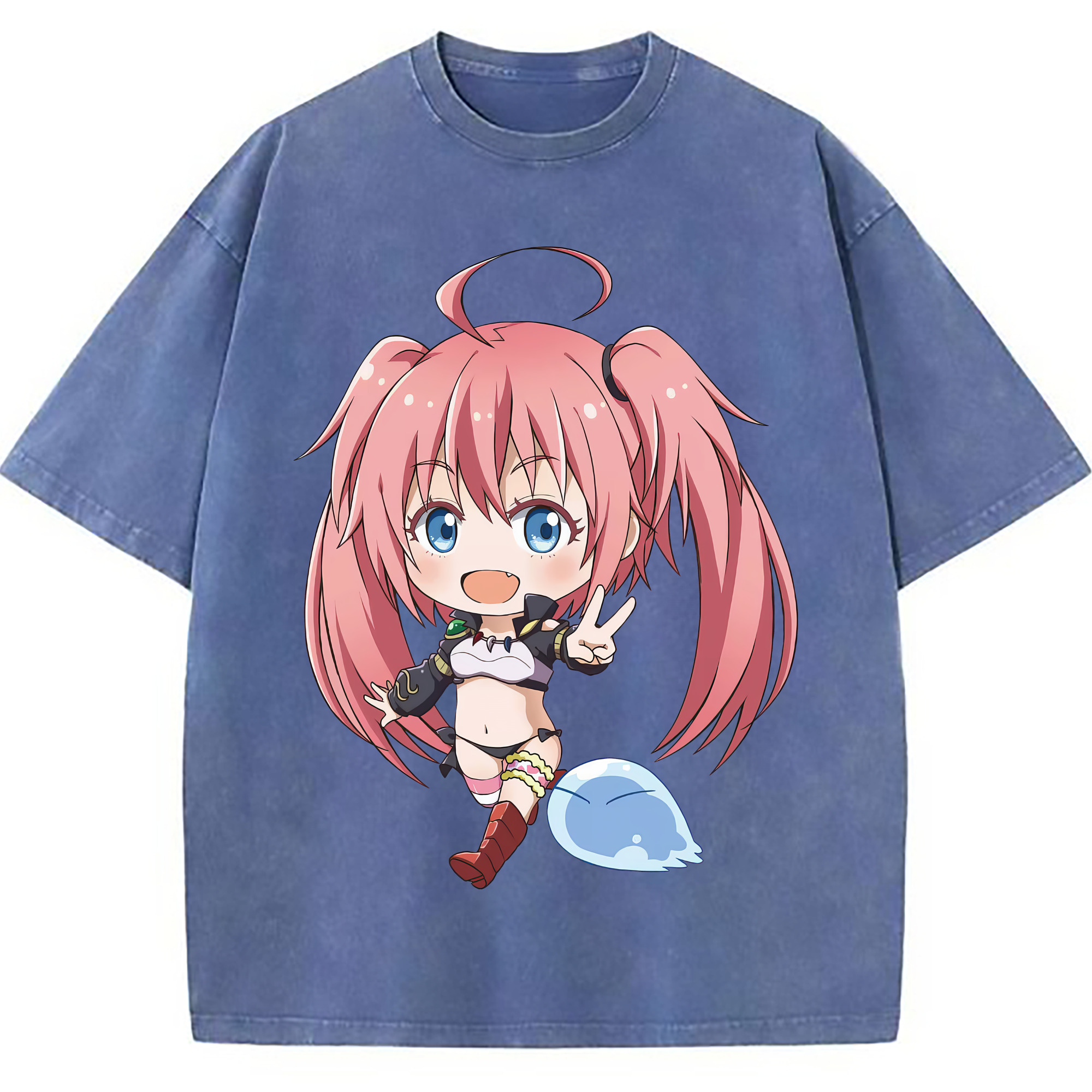 （画像用） 転スラ Regarding Reincarnated to Slime 綿100% ヴィンテージ風 半袖Tシャツ（フロントプリント）