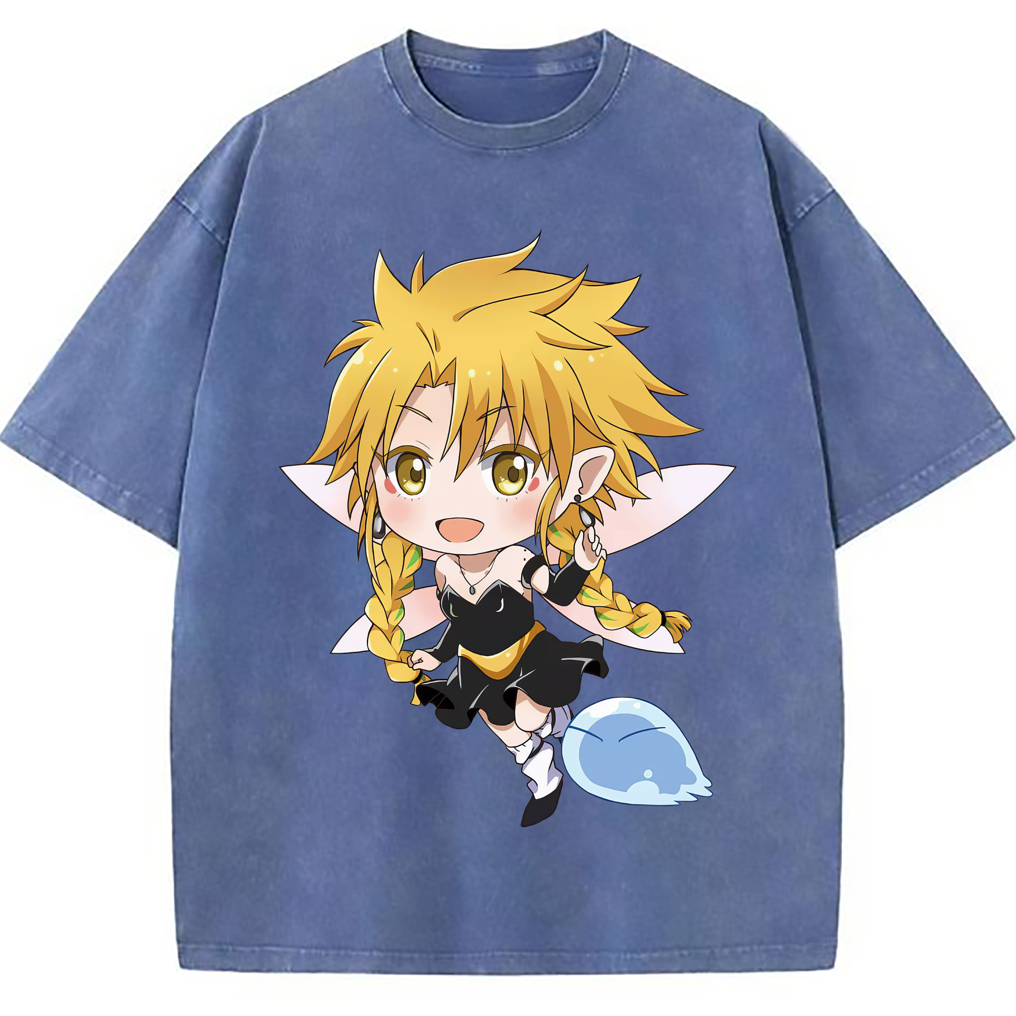 （画像用） 転スラ Regarding Reincarnated to Slime 綿100% ヴィンテージ風 半袖Tシャツ（フロントプリント）