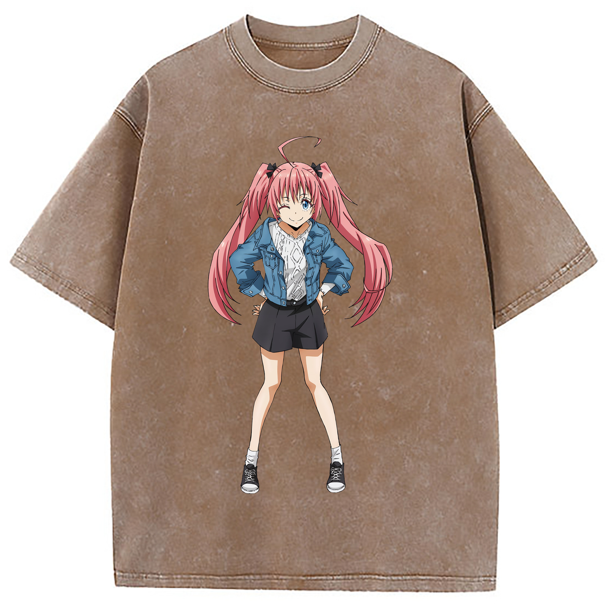 （画像用） 転スラ Regarding Reincarnated to Slime 綿100% ヴィンテージ風 半袖Tシャツ（フロントプリント）