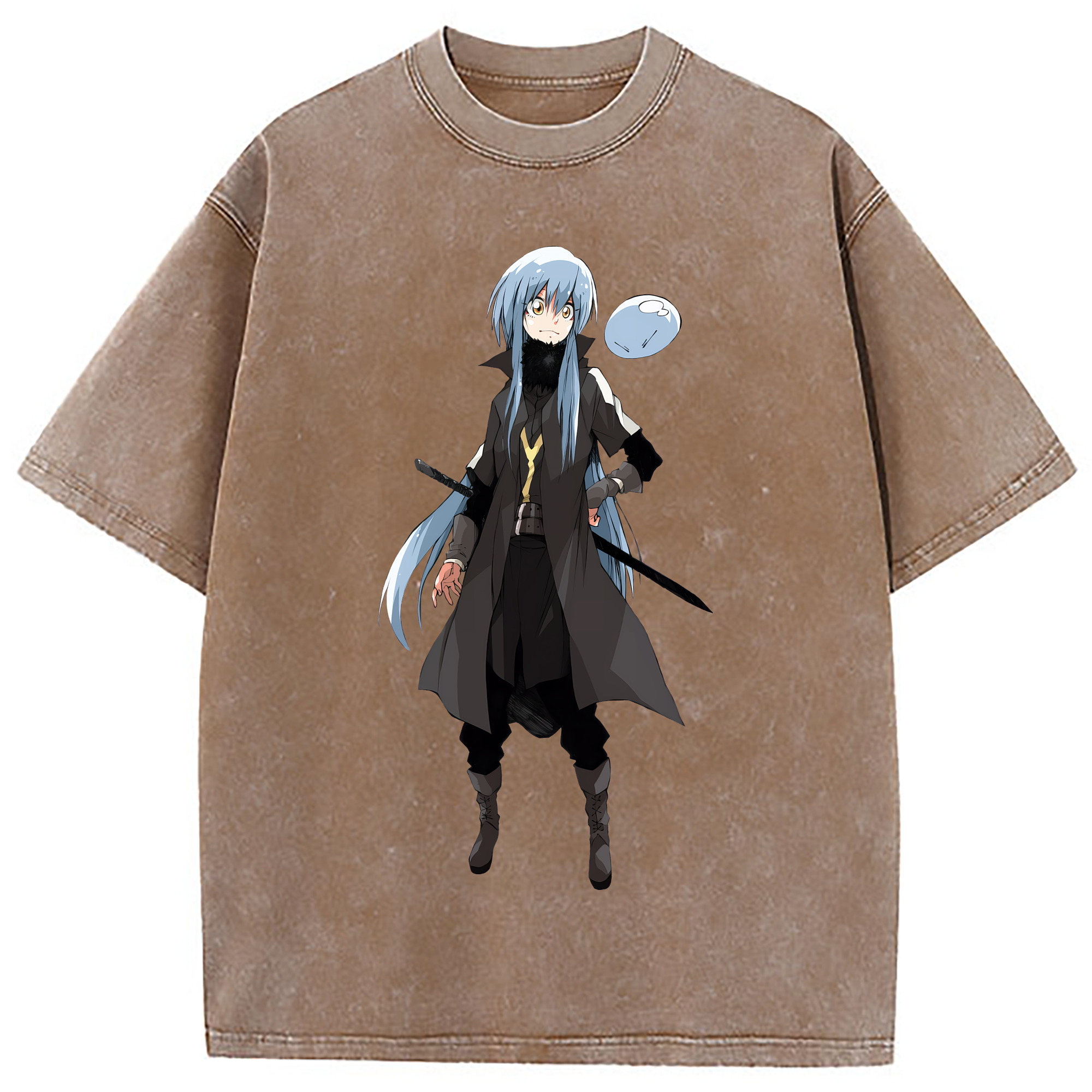 （画像用） 転スラ Regarding Reincarnated to Slime 綿100% ヴィンテージ風 半袖Tシャツ（フロントプリント）