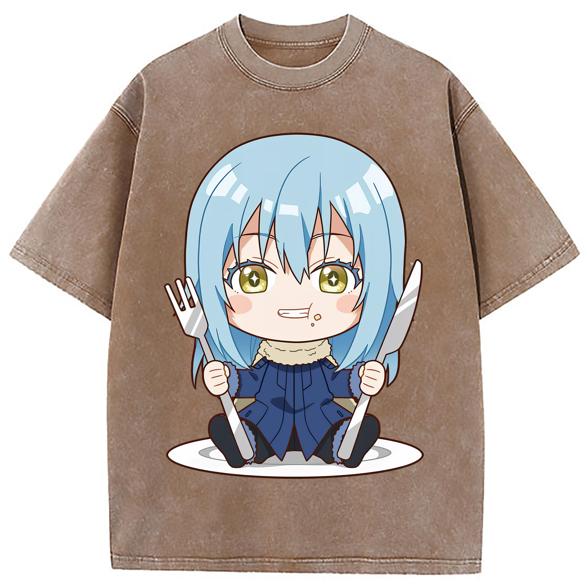 （画像用） 転スラ Regarding Reincarnated to Slime 綿100% ヴィンテージ風 半袖Tシャツ（フロントプリント）