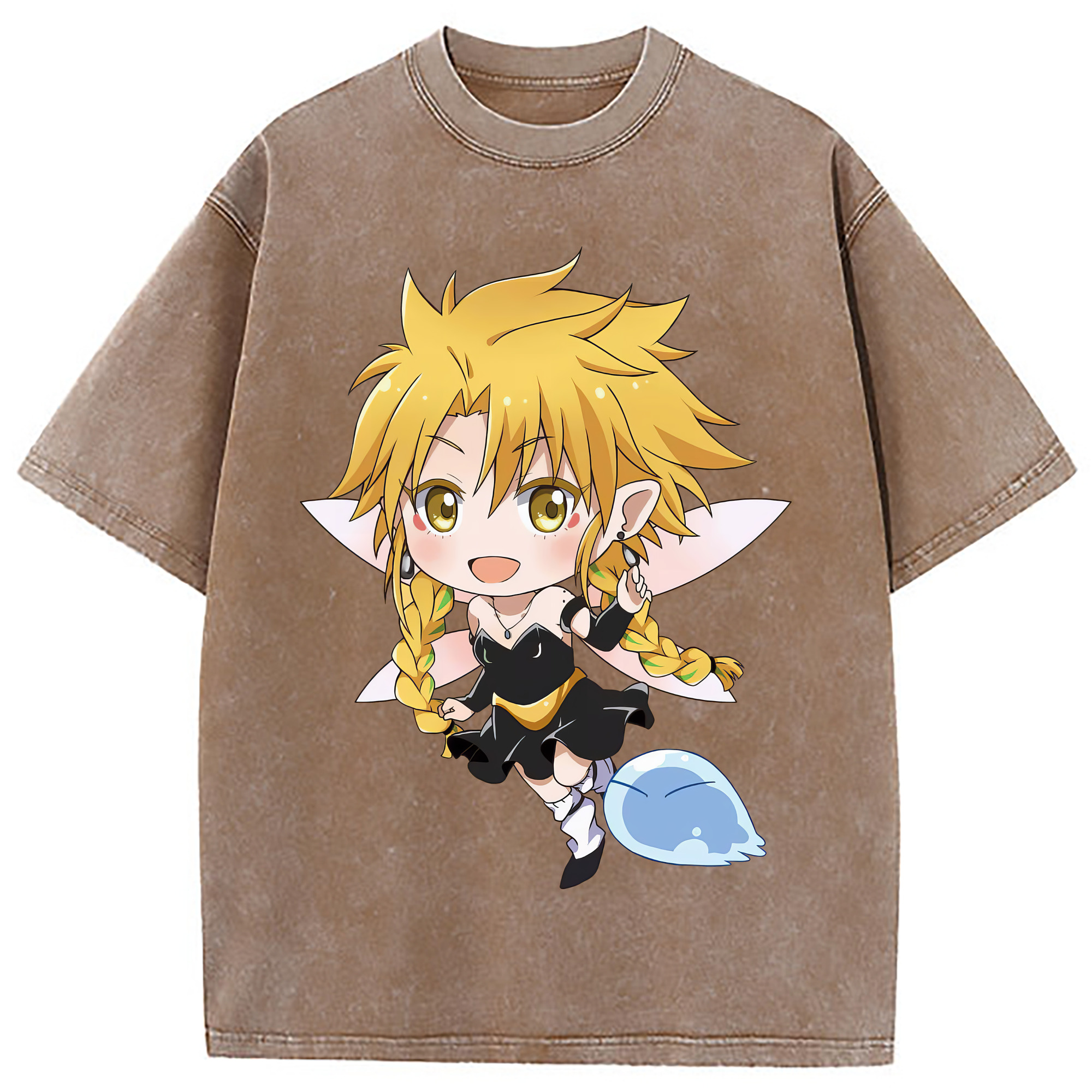 （画像用） 転スラ Regarding Reincarnated to Slime 綿100% ヴィンテージ風 半袖Tシャツ（フロントプリント）